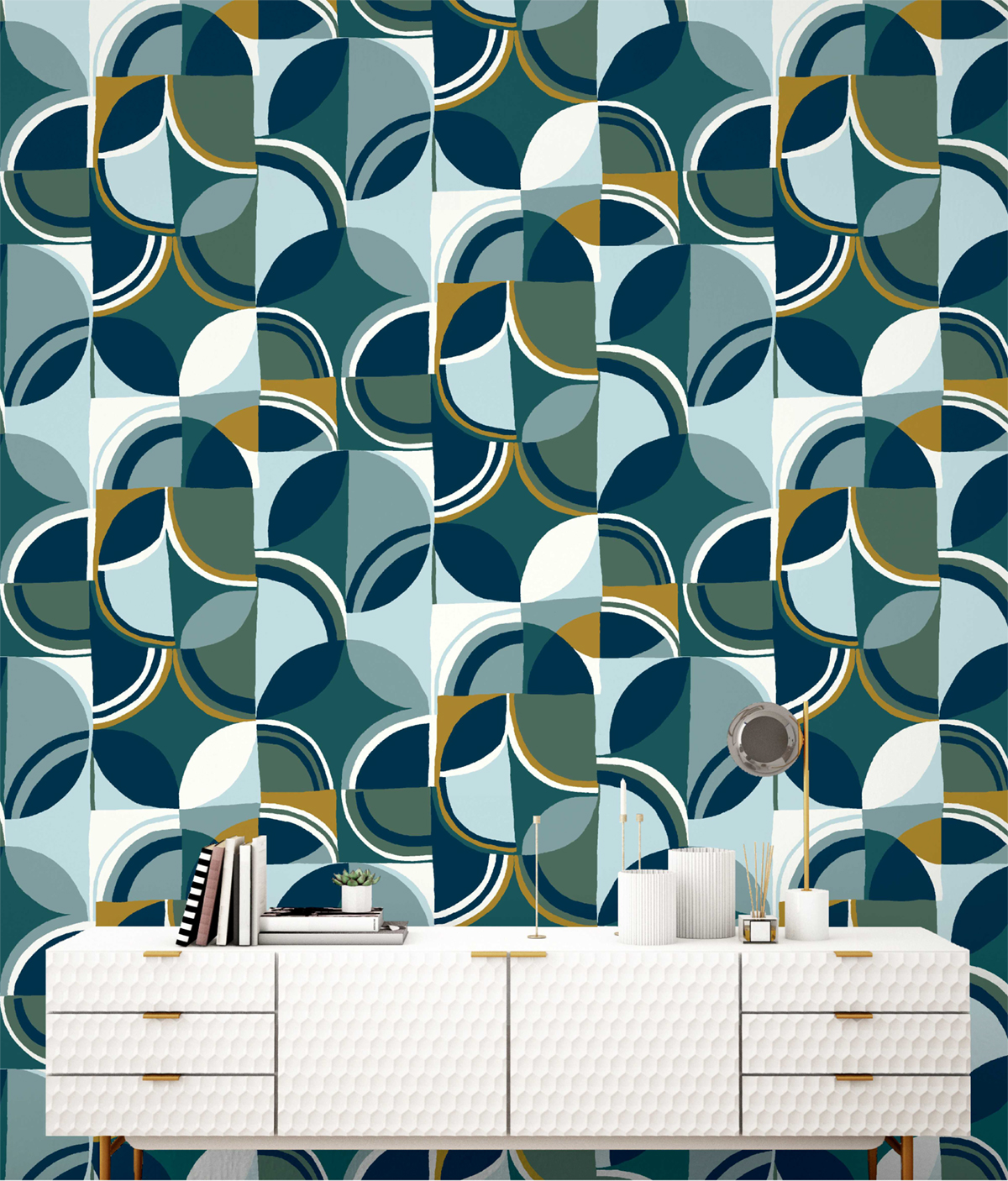 Papier peint Panoramique Rétro Colour Vintage bleu - Les Aventures de Lutèce | Réf. LTC-27240601