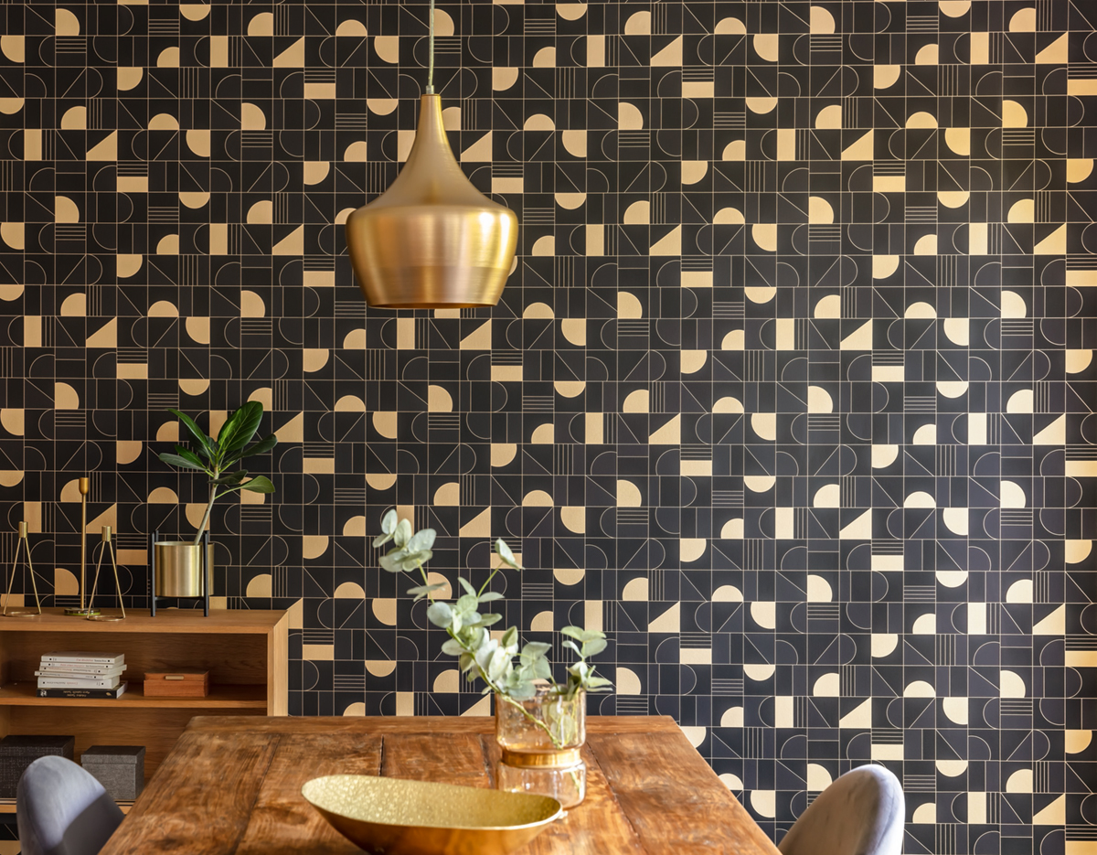 Papier peint Géométrique Puzzle noir - Labyrinth de Casélio | Réf. LBY102109026