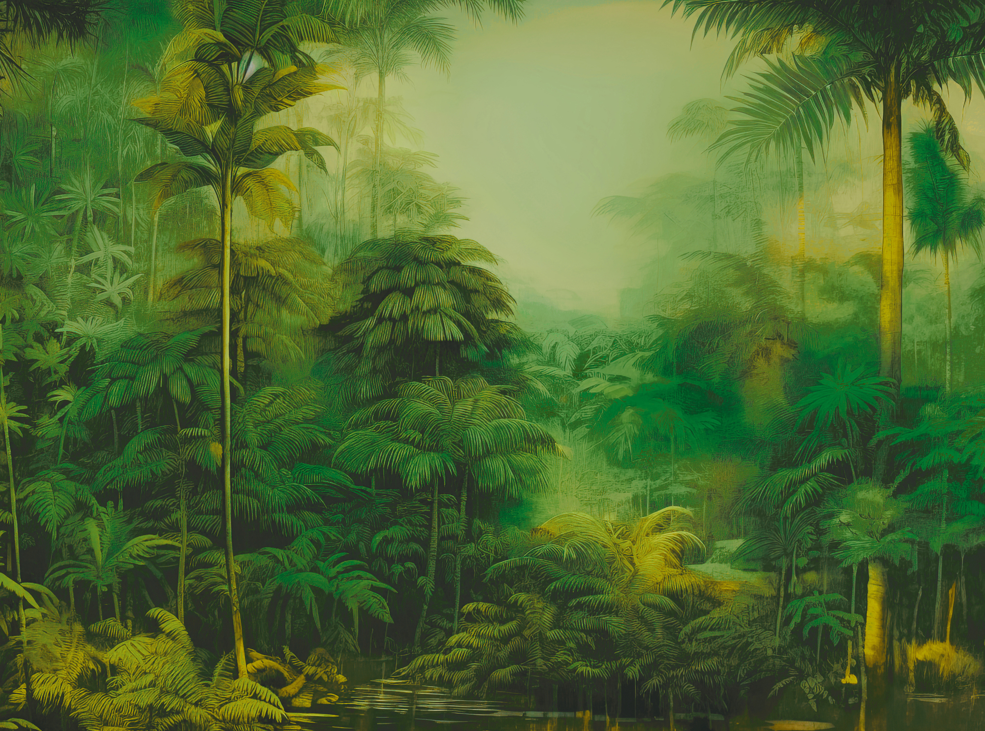 Papier peint Panoramique Jungle Mystérieuse - Jade 2 d'A.S. Création | Réf. AS-397051