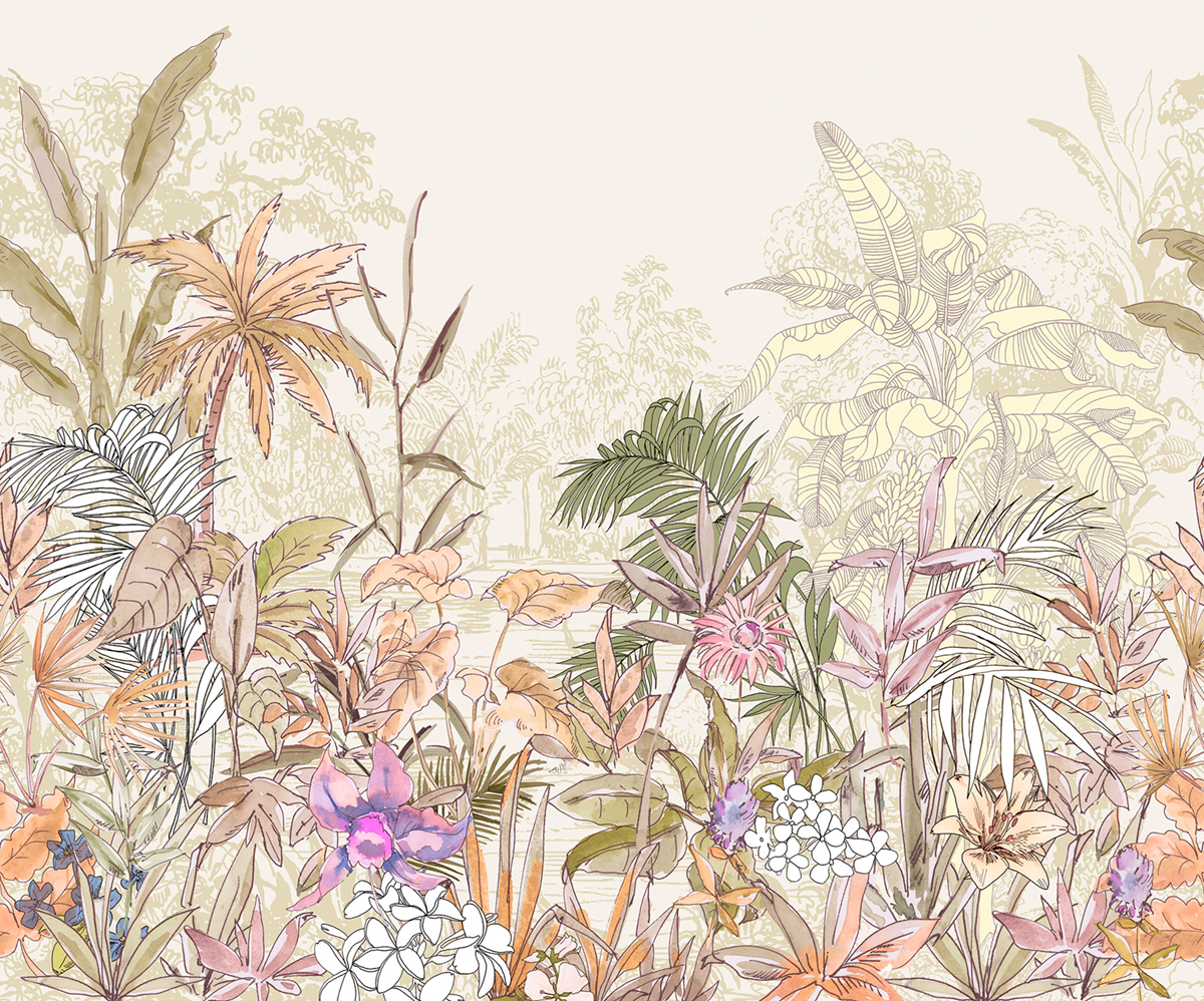 Papier peint panoramique Jungle Tropicale Humided Heat multicolore - Papier Peint Komar Infinity 2