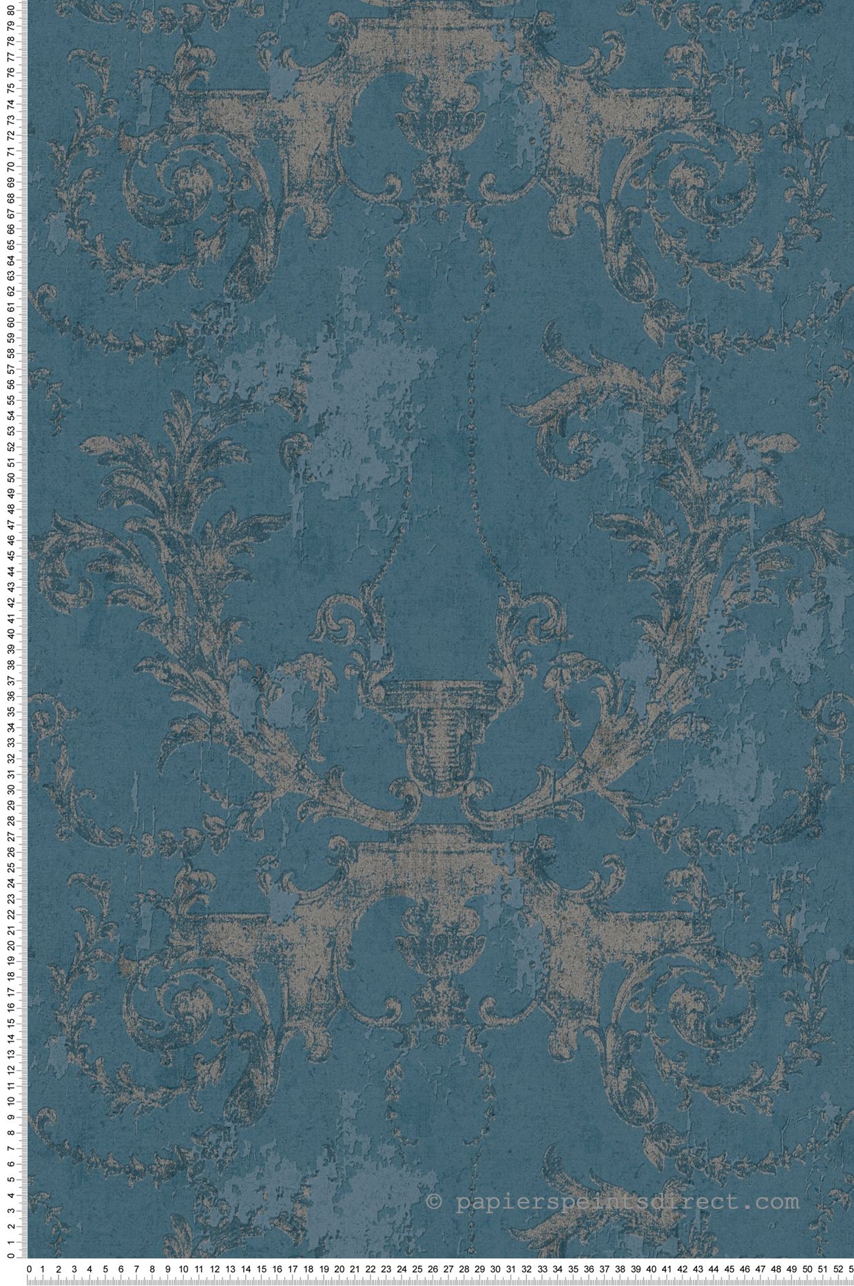 Papier peint Baroque Médaillon bleu canard - History of Art d'A.S. Creation | Réf. 37648-5