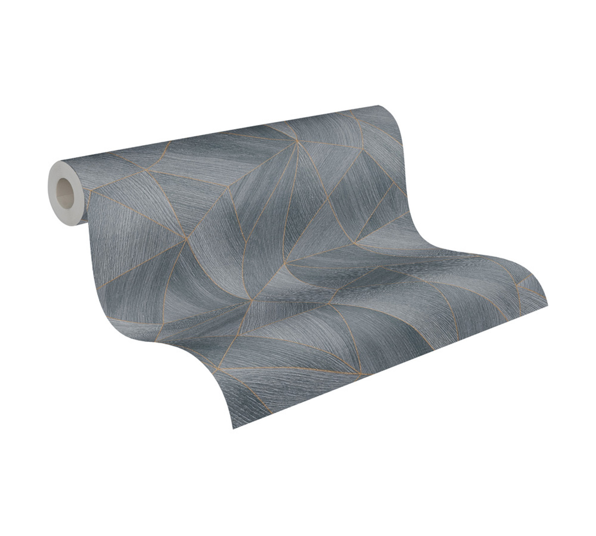 Papier peint Géométrique Bois bleu gris doré - Elements 2 d'A.S. Création ROLL | Réf. AS-361333