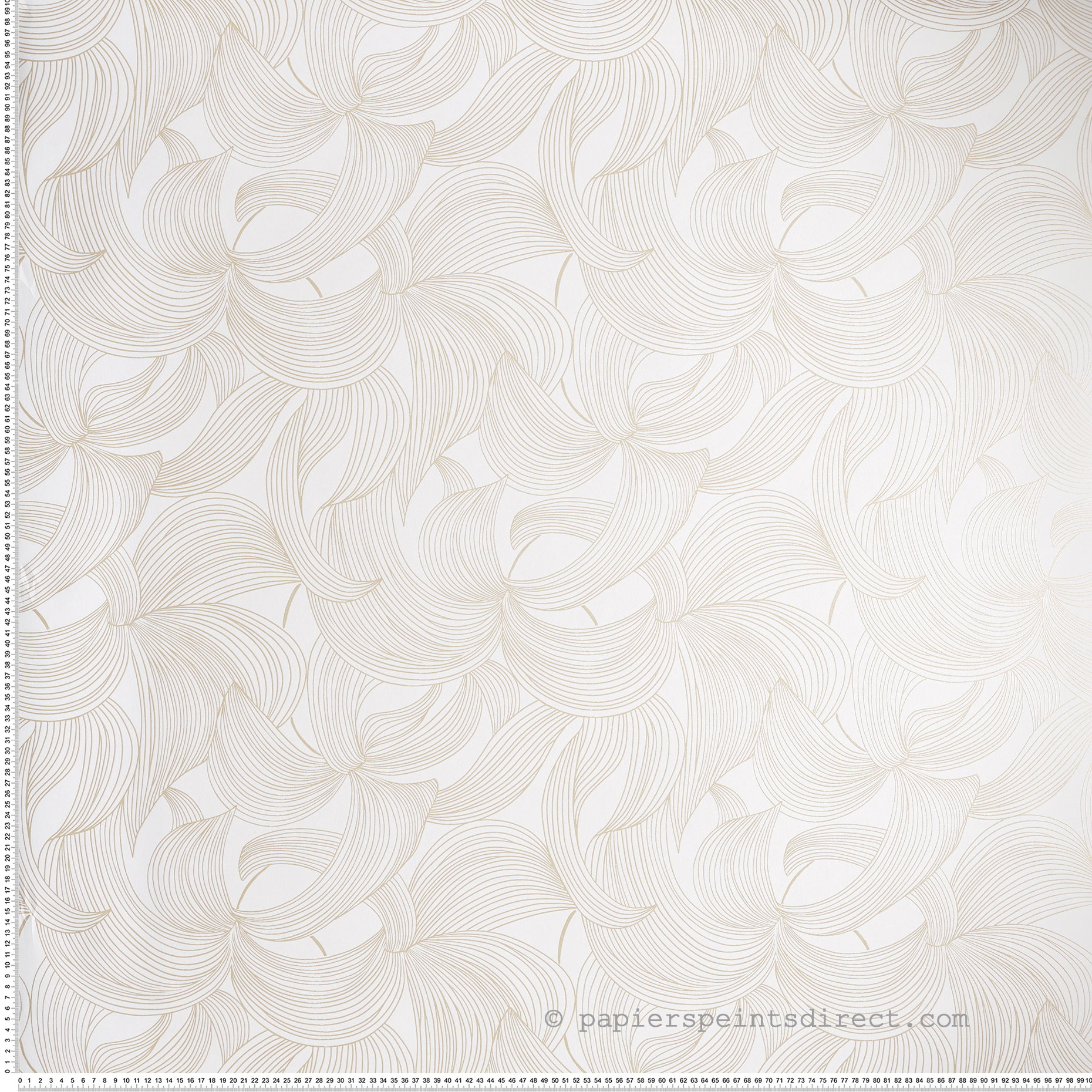 Papier peint Graphique Fleuri Leontine ivoire doré - Isadora de Casamance | Réf. CAS-70681426