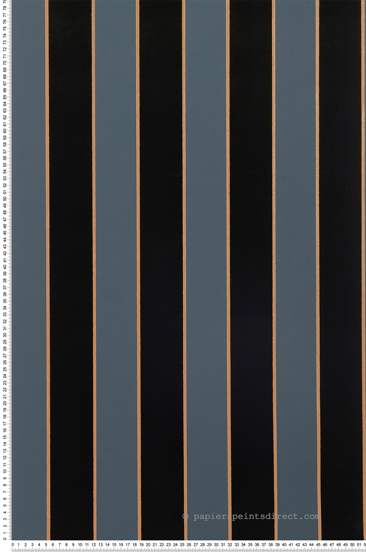 Papier peint Rayure Velours noir cuivré - Regency Stripe d'Osborne & Little | Réf. OSB-W7780-06