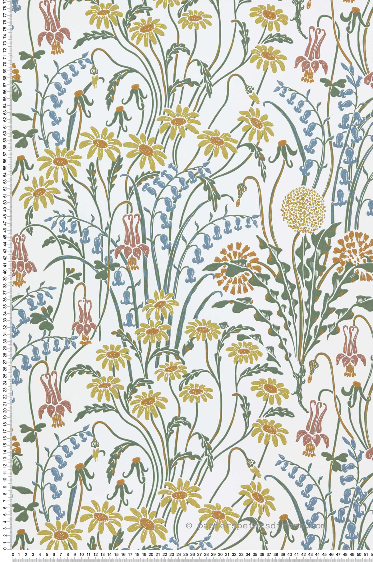 Papier peint Marguerite Flower Meadow multicouleurs - V&A Decorative Papers II d'Initiales | Réf. INI-2412-178-04