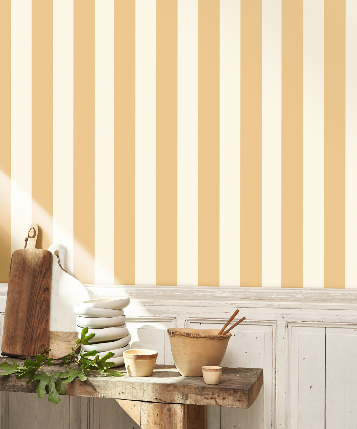 Papier peint Petite Rayure Baltic jaune safran - Les Rayures de Casadéco | Réf. RAYS29252718