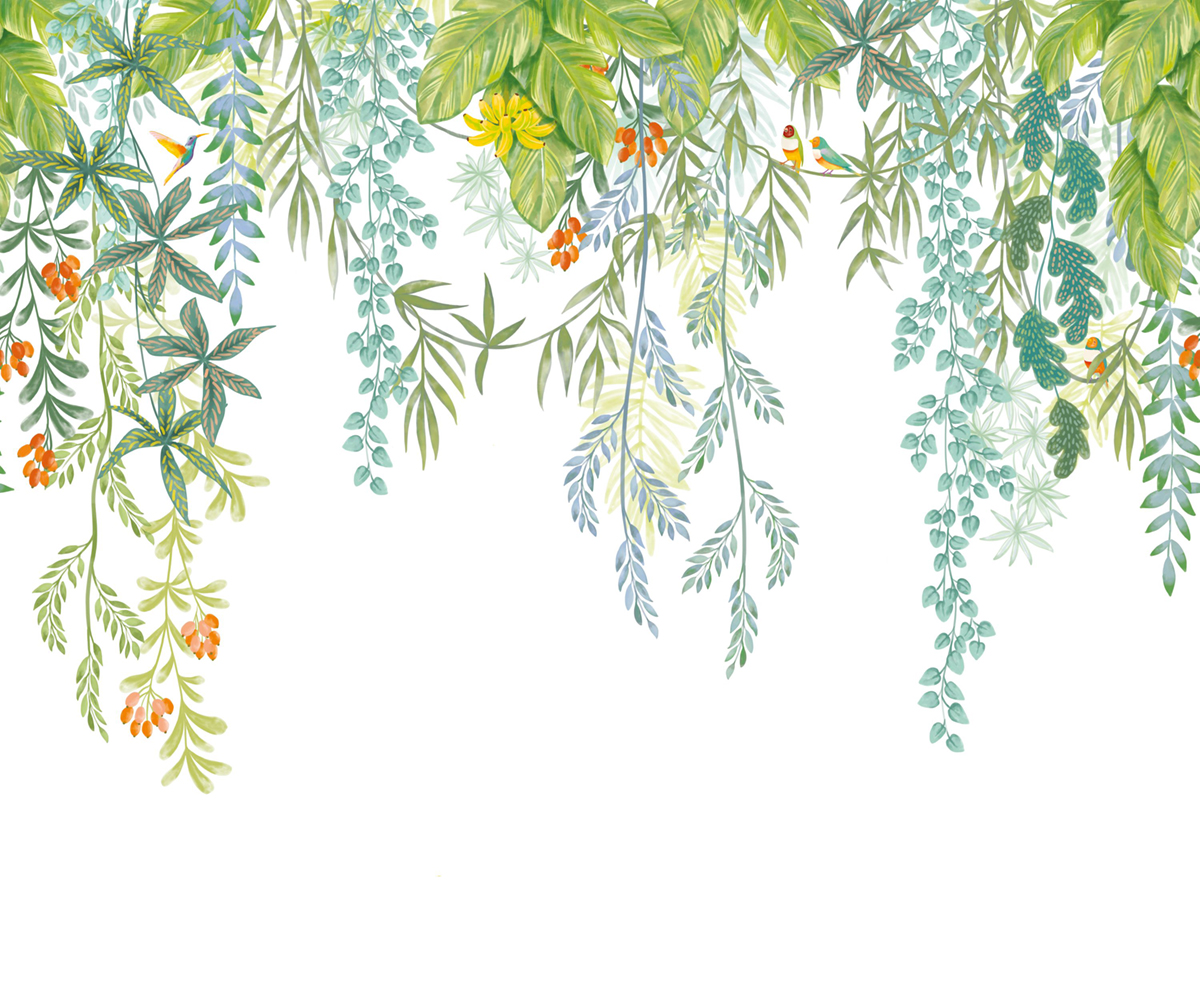 Papier peint Panoramique Feuillage Fairy Canopy multicouleurs 300X250 - Happy Kids Club de Casélio | Réf. HKC107718807