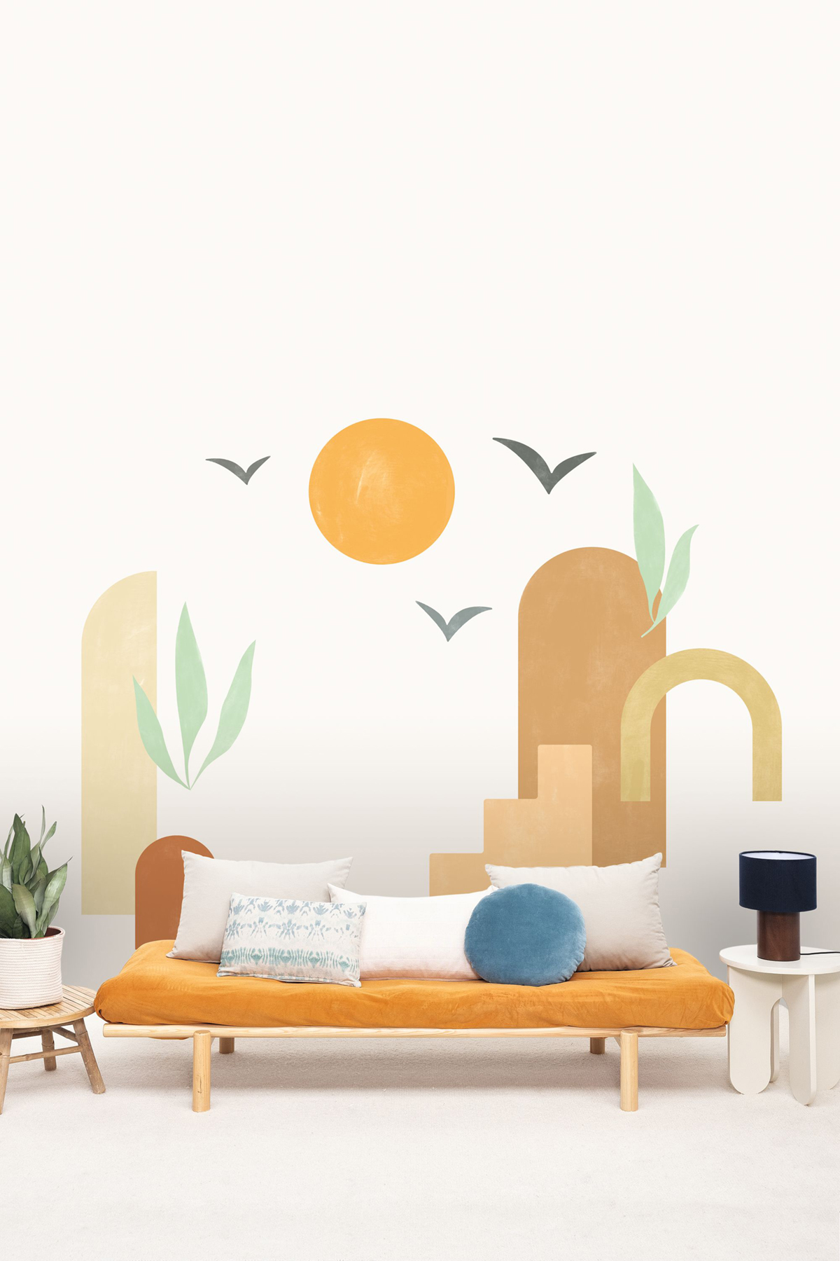 Papier peint pré-encollé Formes Horizon camel beige vert - XXL de Casélio AMB3 | Réf. XXL104602001