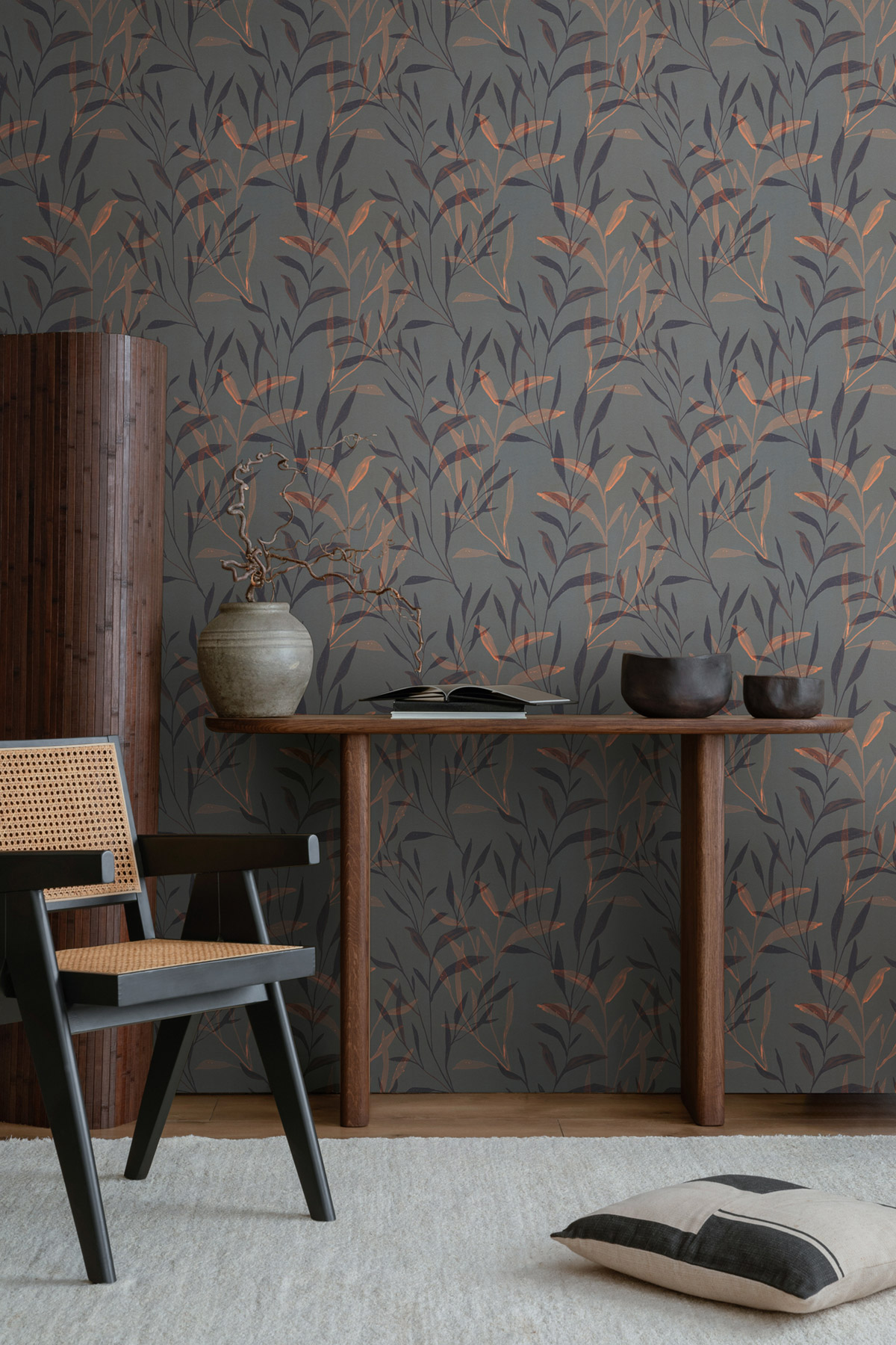 Papier peint Branchage Minimaliste gris orange - Anna D'Andrea d'A.S. Création | Réf. AS-782222