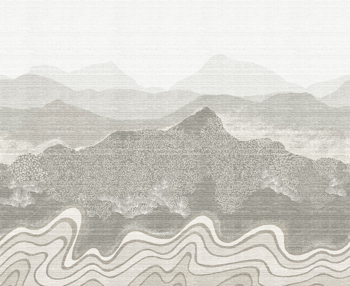 Papier peint panoramique Montagne Nebula gris - A, B et C H260 - Amazone de Masureel | Réf. MAS-DGZON201X-260