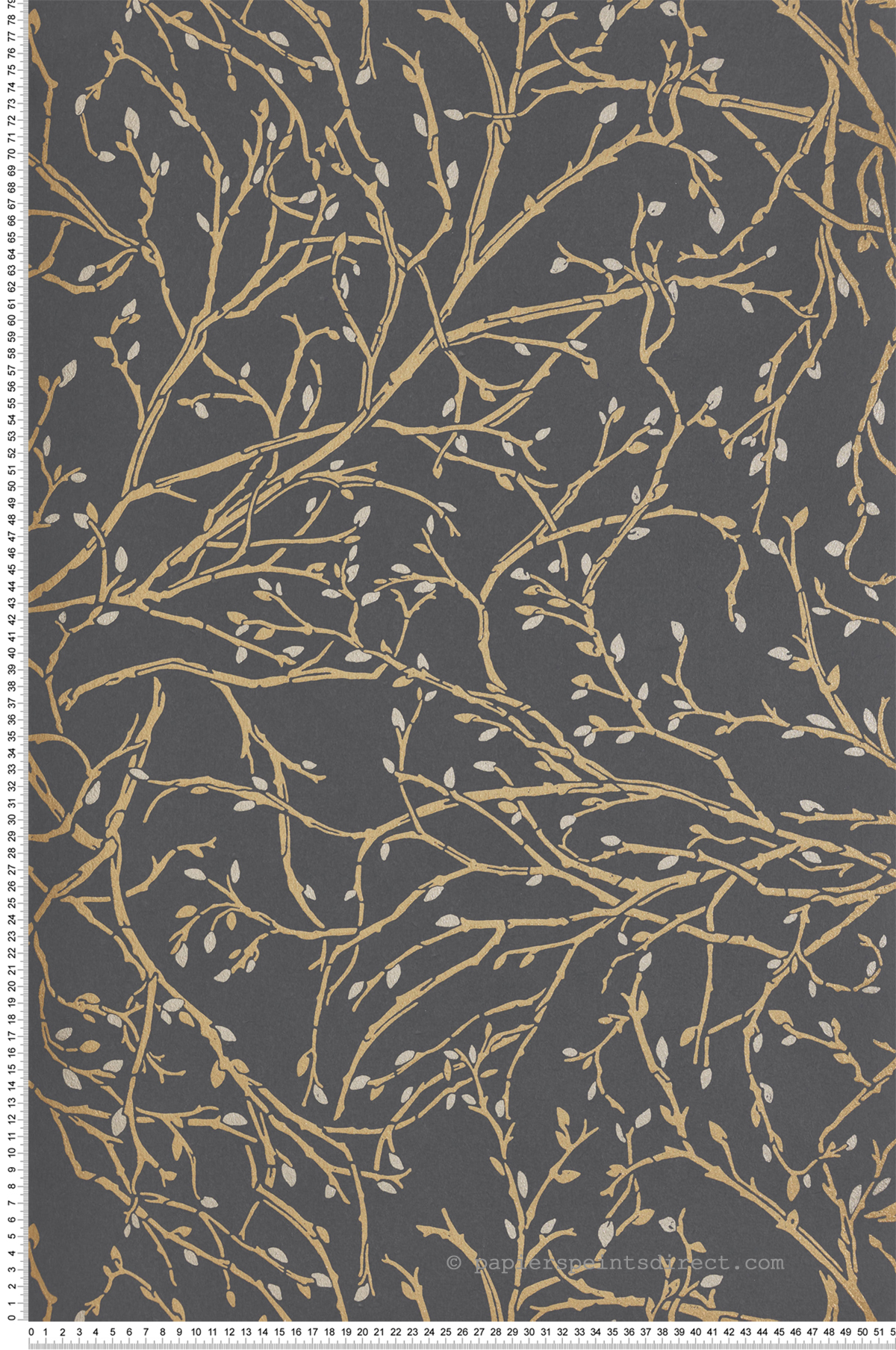 Papier peint Branche Twiggy anthracite or - Folium de Osborne & Little | Réf. OSB-W7339-02