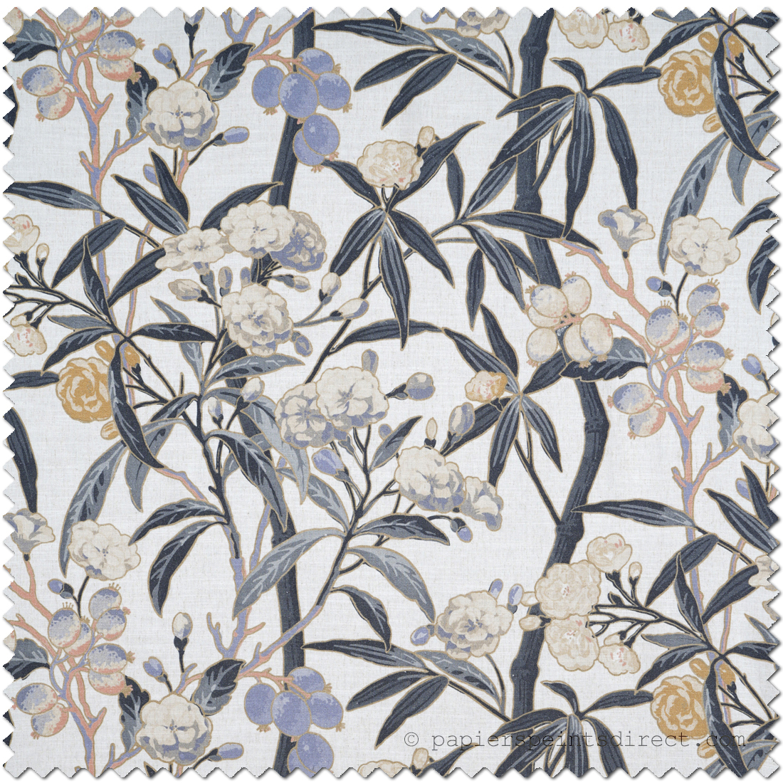 Tissu tropical Habana Lin Gris - Cuba de Casadéco | Réf. CBBA84461575