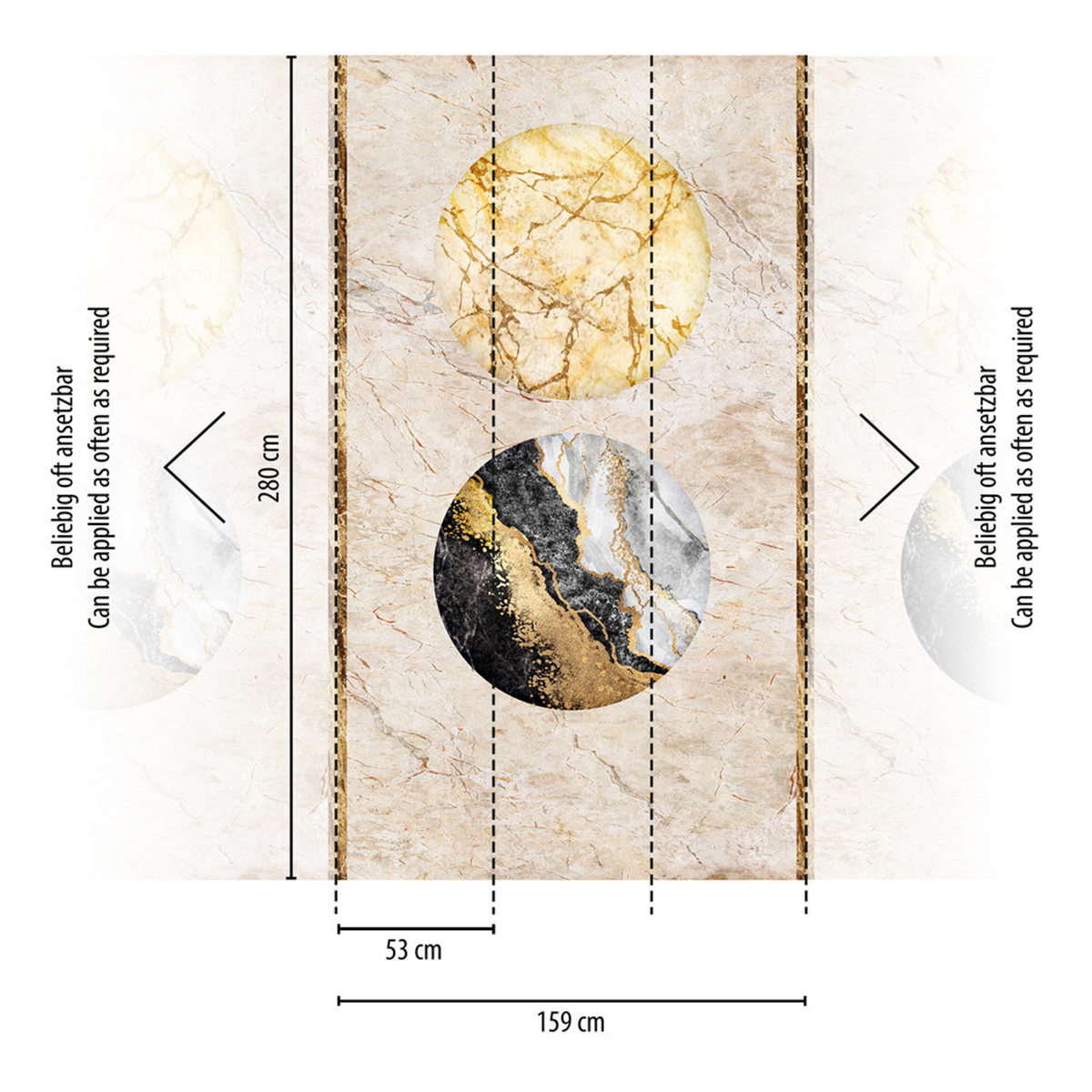 Papier peint panoramique Rond Marbre ocre noir - The Wall 3 d'A.S. Création AMB3 | Réf. AS-398501