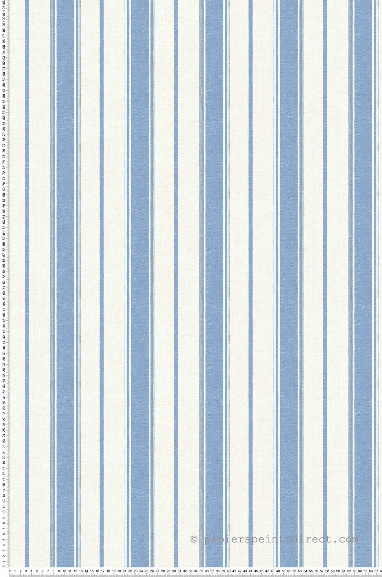 Papier peint Rayure Classique Eliott bleu écru - French Country d'Initiales | Réf. INI-FC61502
