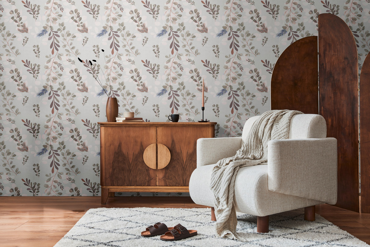 Papier peint Scandinave Feuille bleu clair - Anna D'Andrea d'A.S. Création | Réf. AS-782212