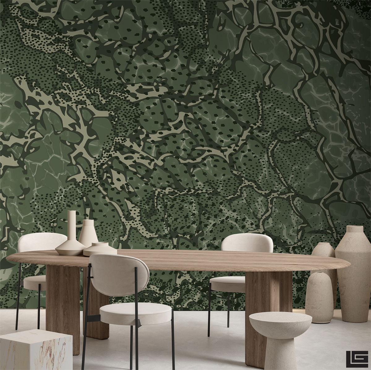 Papier peint panoramique Imprimé Reptile vert - Guy Laroche de Lutèce | Réf. LTC-51247104