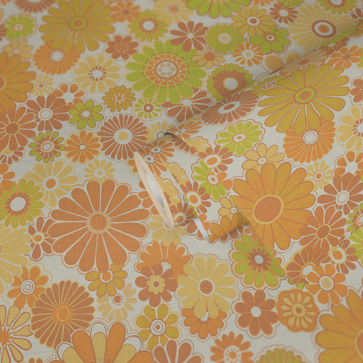 Papier peint Marguerite Vintage jaune vert - Retro Chic d'A.S. Création | Réf. AS-395355