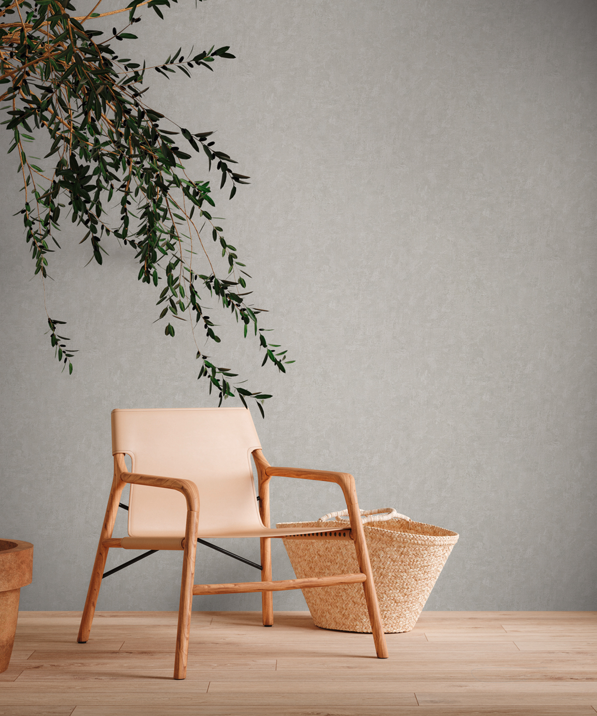 Papier peint Uni Sumatra gris clair - Natural Living d'A.S. Création | Réf. AS-386393