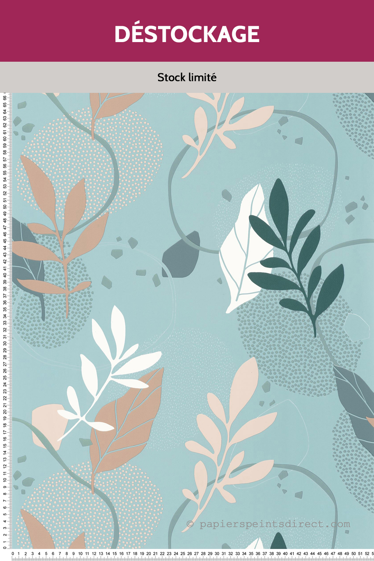Papier peint Destockage - Feuille Be Yourself bleu - Young & Free de Casélio