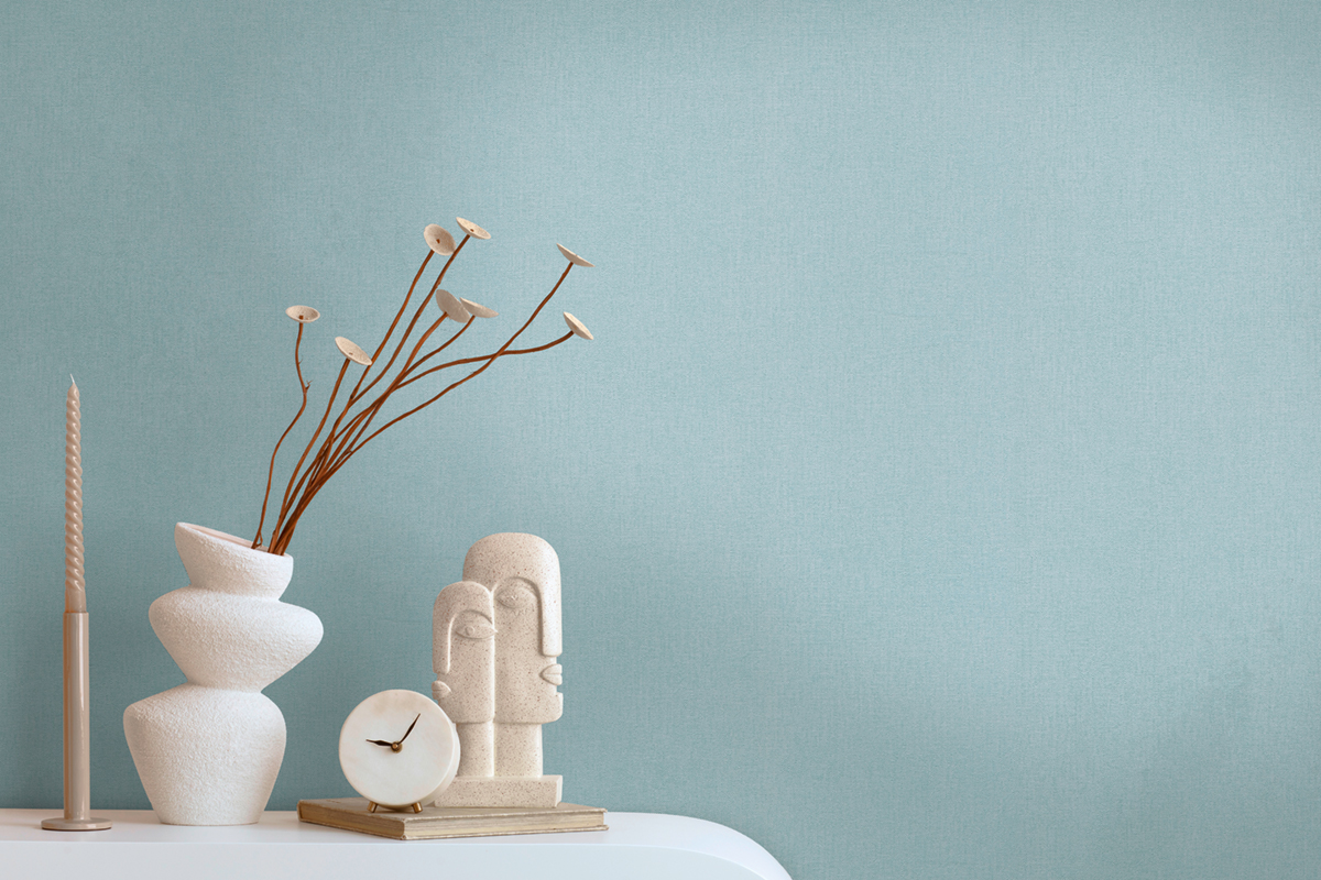 Papier peint Uni Toile bleu d'eau - Pure Elegance d'A.S. Création AMB2 | Réf. AS-397843