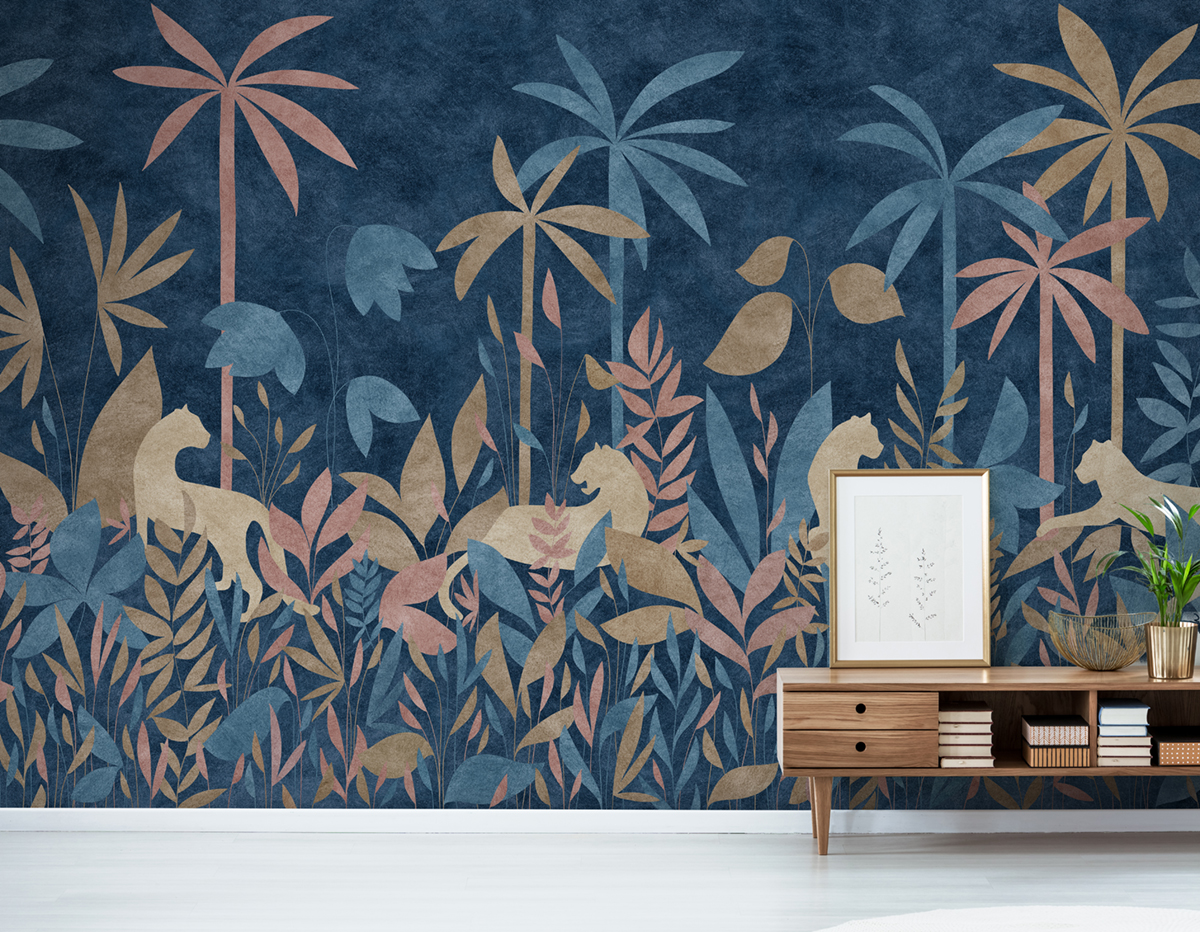 Papier peint panoramique Paradis des Tigres Nocturne Multico A+B+C - 1/2/3/4/5/6/7/8/9 - Isidore Leroy