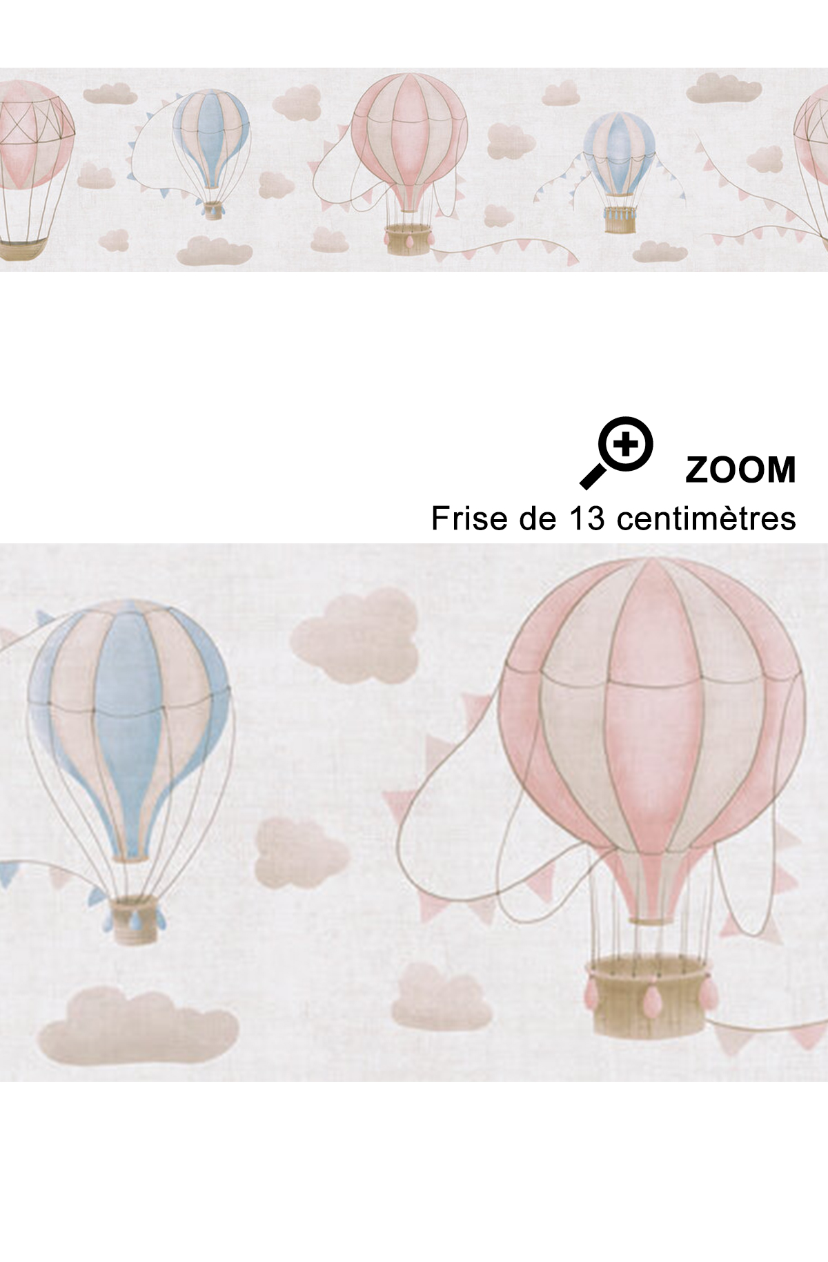Frise enfant Montgolfière Nuage bleu rose - Lilly & Luis d'A.S. Création | Réf. AS-771351