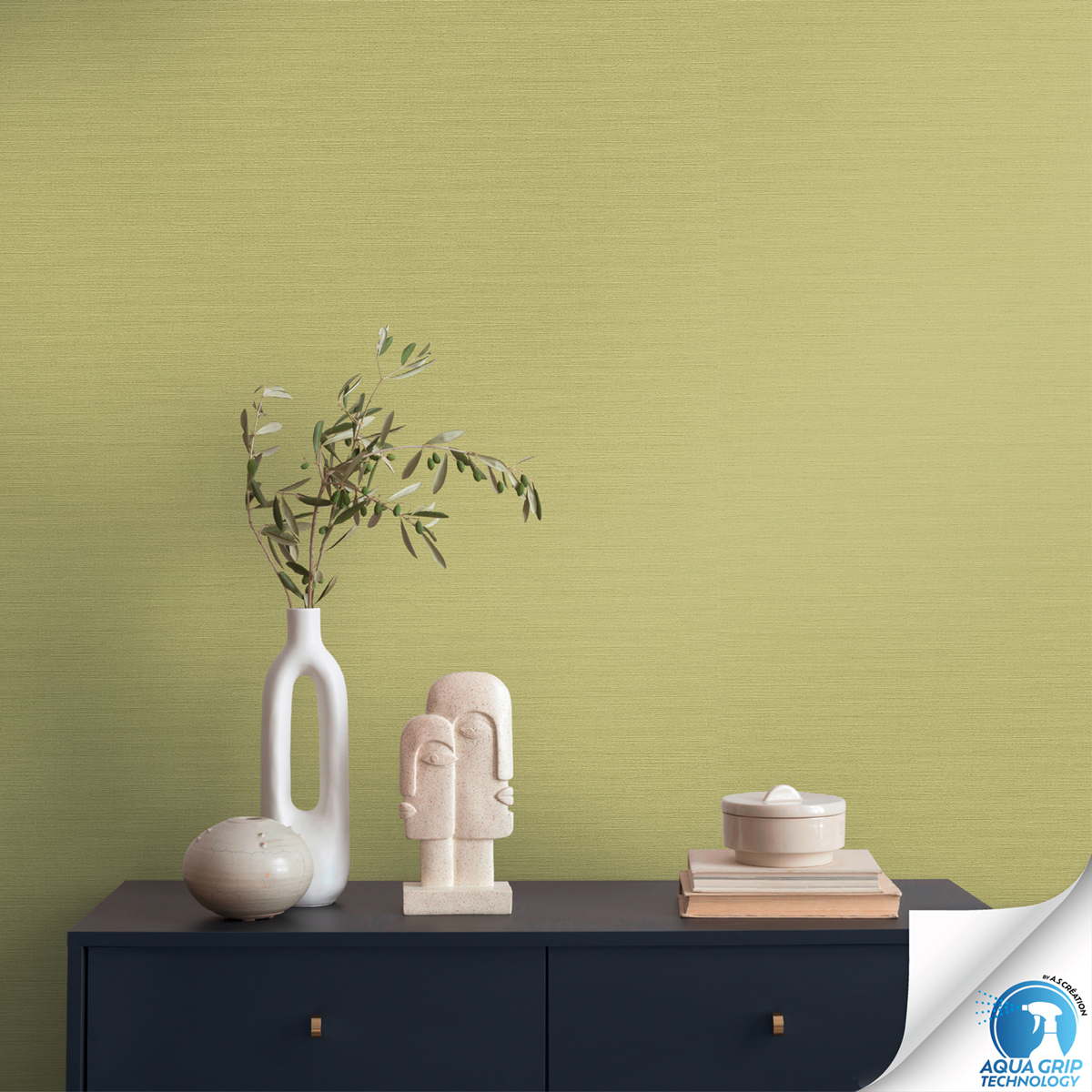 Papier peint préencollé Uni Around vert pistache - Designdrop d'A.S. Création AMB1 | Réf. AS-784993