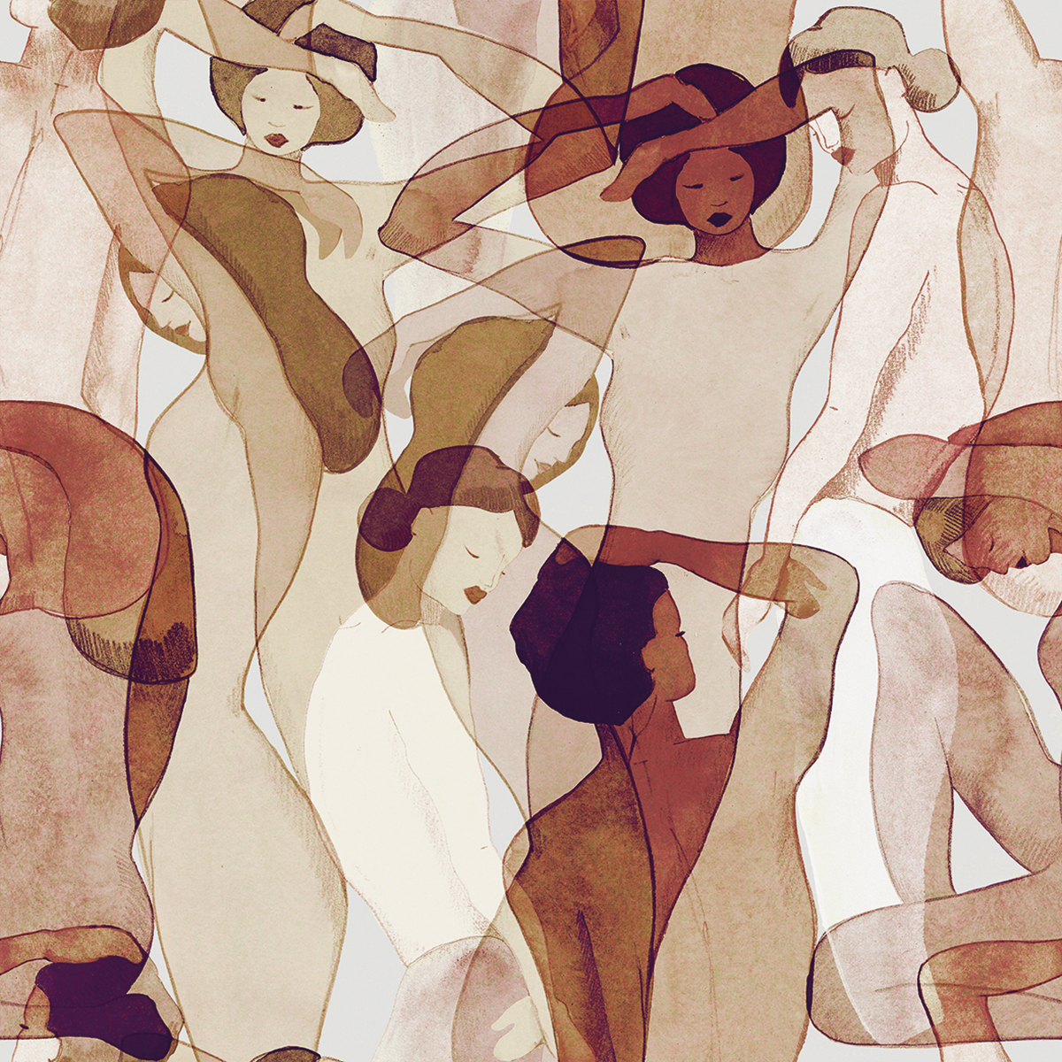 Papier peint panoramique Femme Oeuvre d'Art beige violet - Boca Chica de Montecolino | Réf. MC-SOD27096