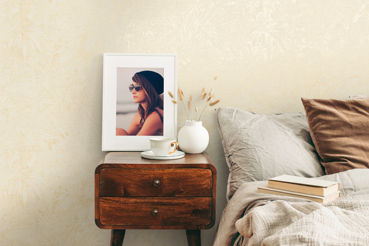 Papier peint Feuillage Discret Nature lin doré - Smart Surfaces d'A.S. Création AMB3| Réf. AS-395602