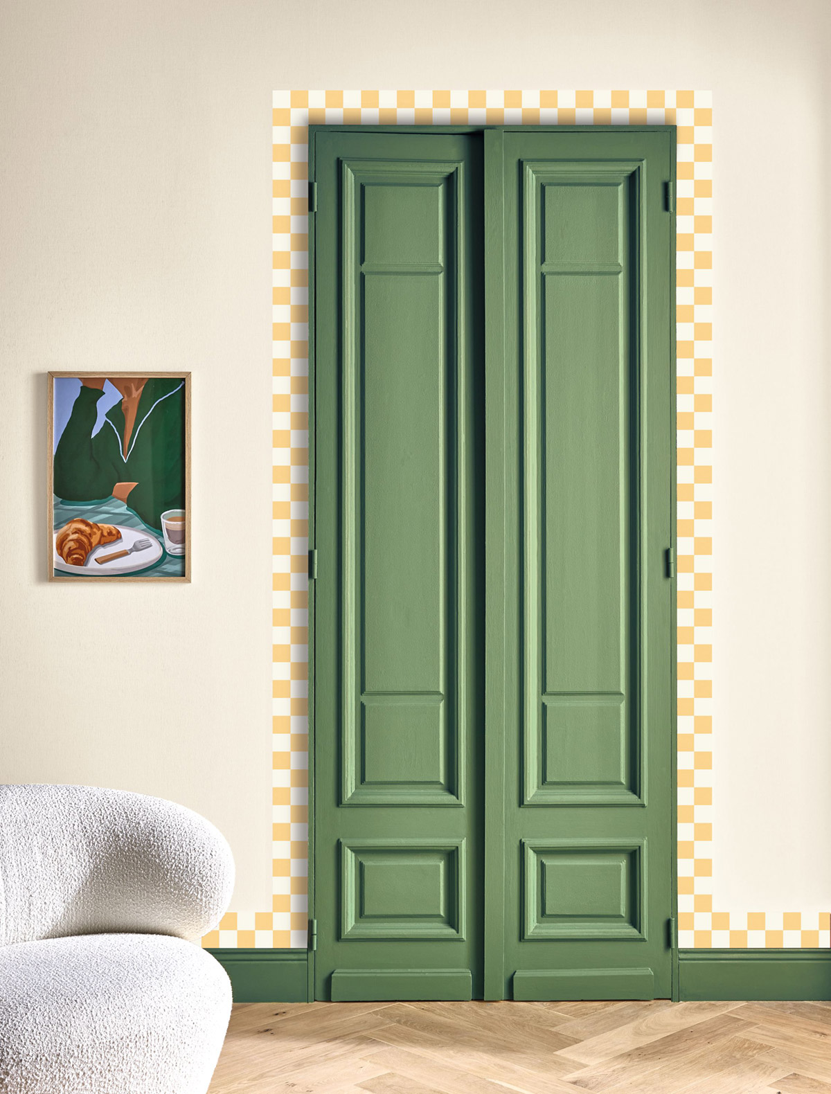 Frise Damier Checks Border jaune pâle - Line Up de Casélio | Réf. LNP106792009