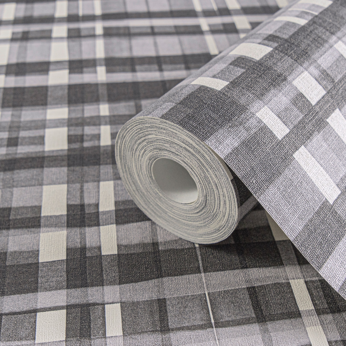 Papier peint Tartan Écossais noir blanc - Anna D'Andrea d'A.S. Création AMB4| Réf. AS-782244