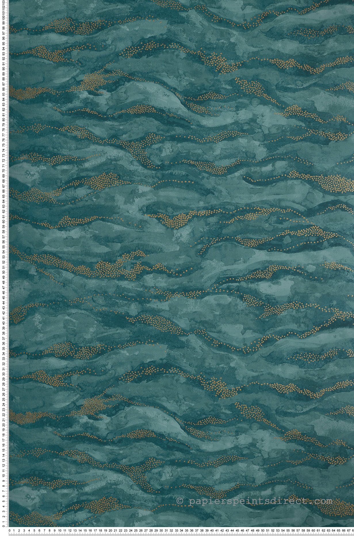 Papier peint Ciel Vague Sohar bleu canard doré - Nuit d'Orient de Casamance | Réf. CAS-75401834