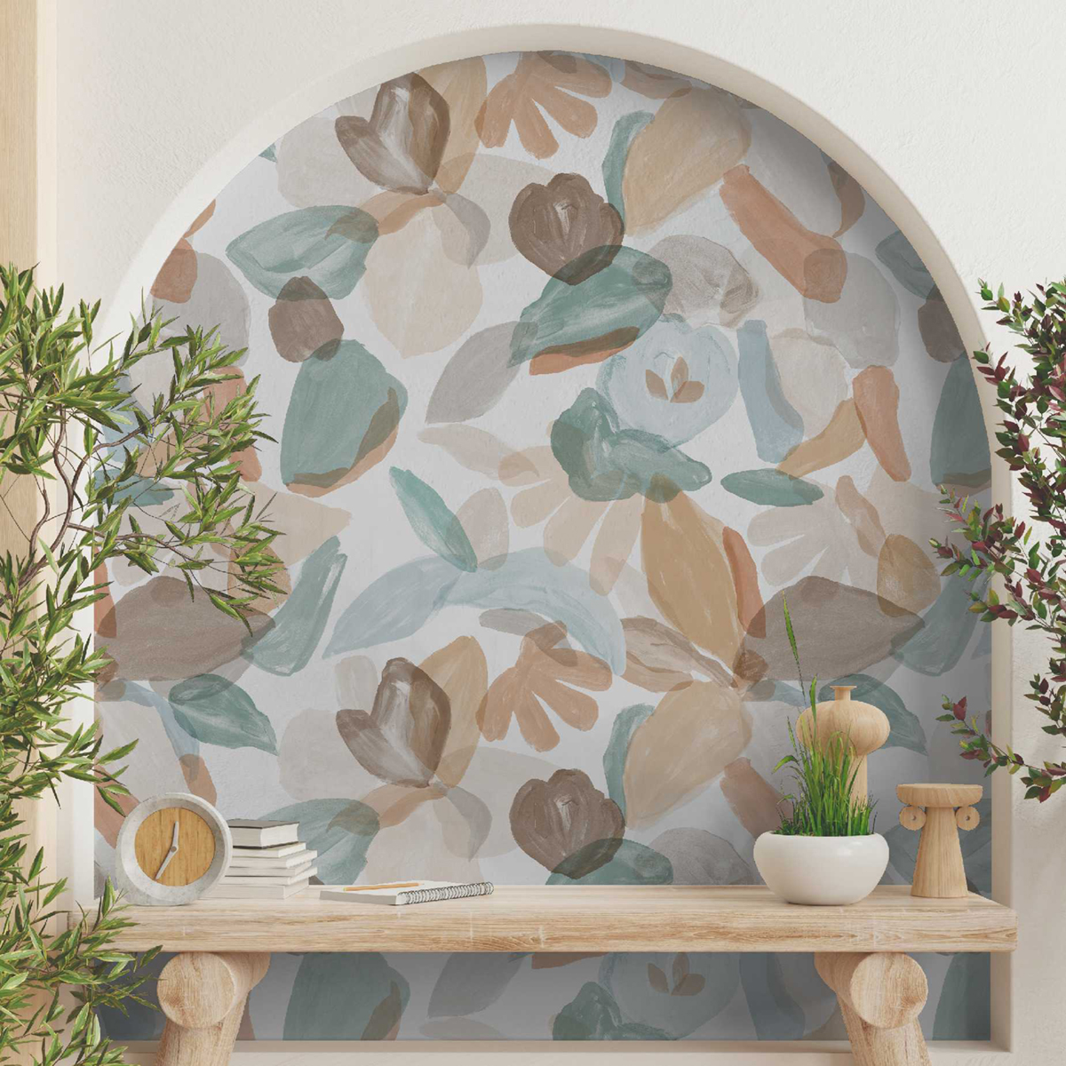 Papier peint Panoramique Pétales bleu et beige - Poésie de Lutèce | Réf. LTC-51252401
