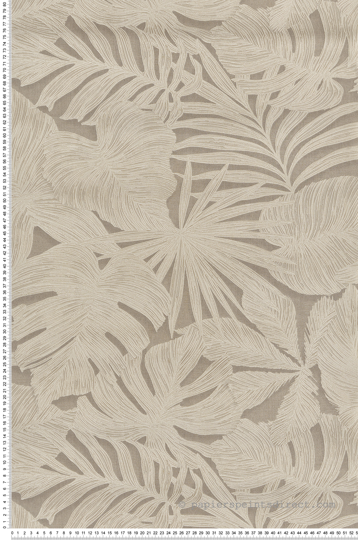 Papier peint Palmes Gravure Granada beige lin - Vegetals de Casadéco | Réf. VEGE86431441