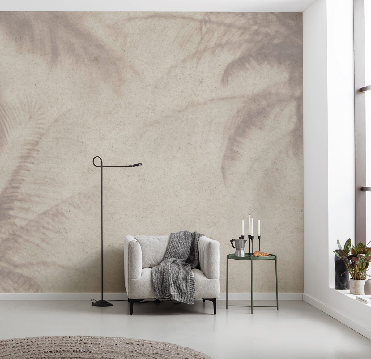 Papier peint panoramique Ombres Palmiers beige - Seasons de Komar