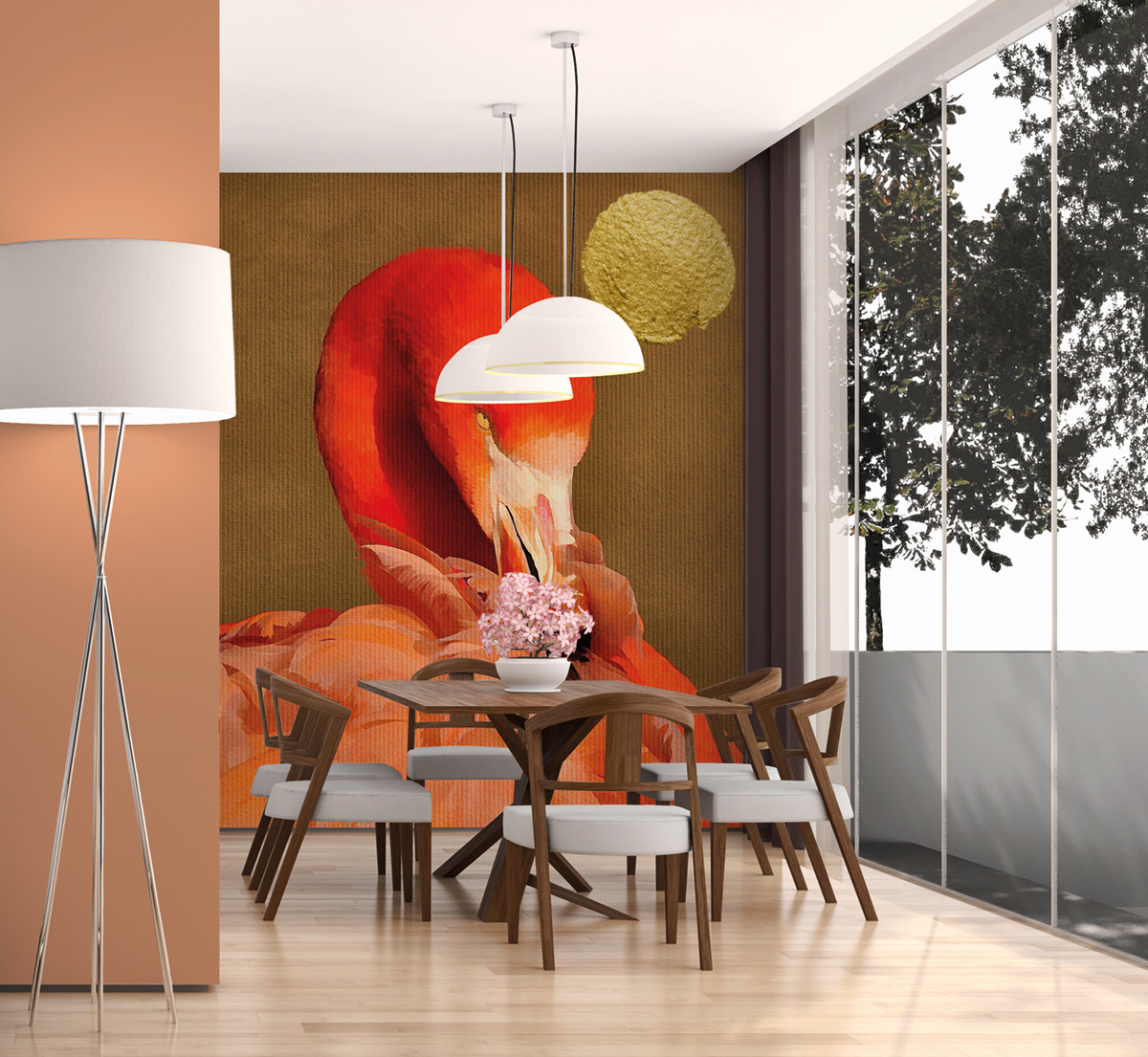 Papier peint panoramique Flamant rose Flamingo In Sun - Référence DD119957 - Intissé 200g/m2 - Standard 200 x 280