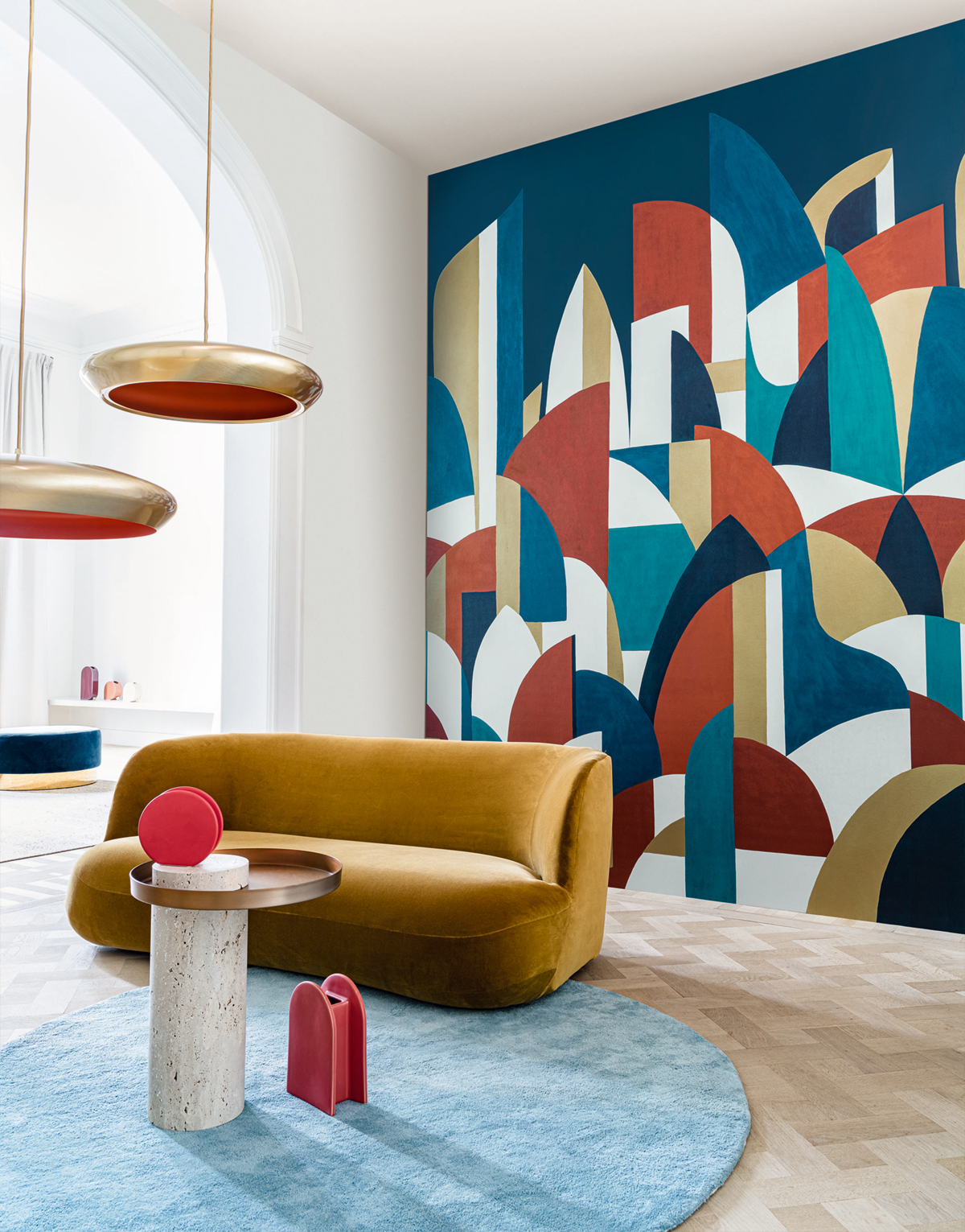 Papier peint panoramique Graphique Pablo bleu - Panoramas de Casamance | Réf. CAS-74880406