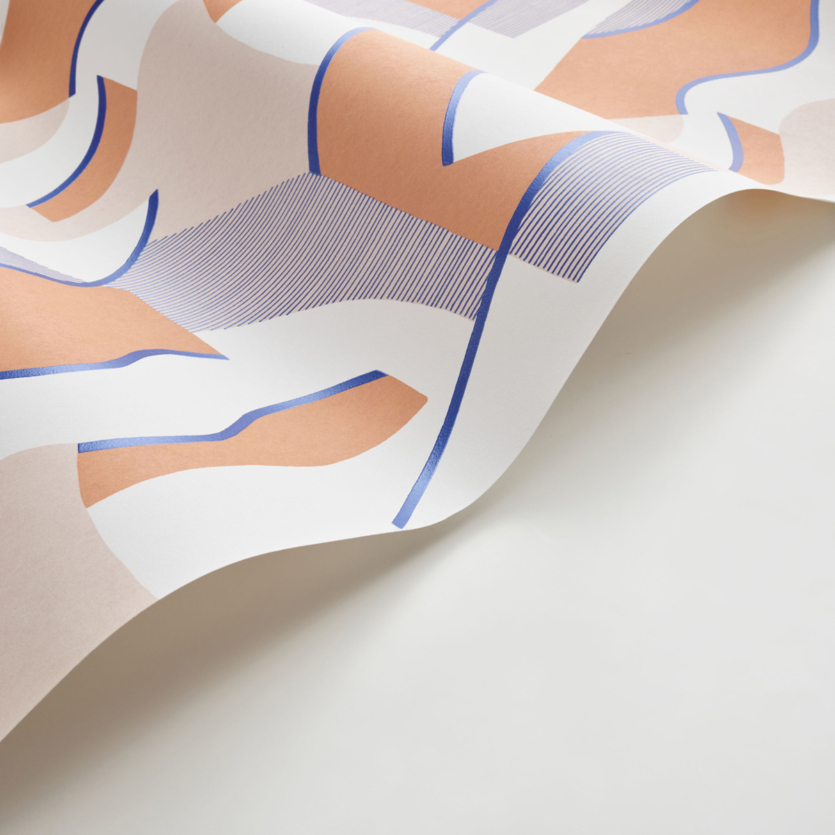 Papier peint Vagues Concept camel bleu métallisé - Milano Sixties de Casadéco AMB3| Réf. MISI89331616