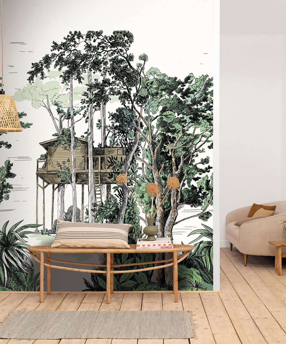 Papier peint panoramique Paysage The Garden Shed vert M 200X280 - Green Life 2 de Casélio | Réf. GNL2105420403