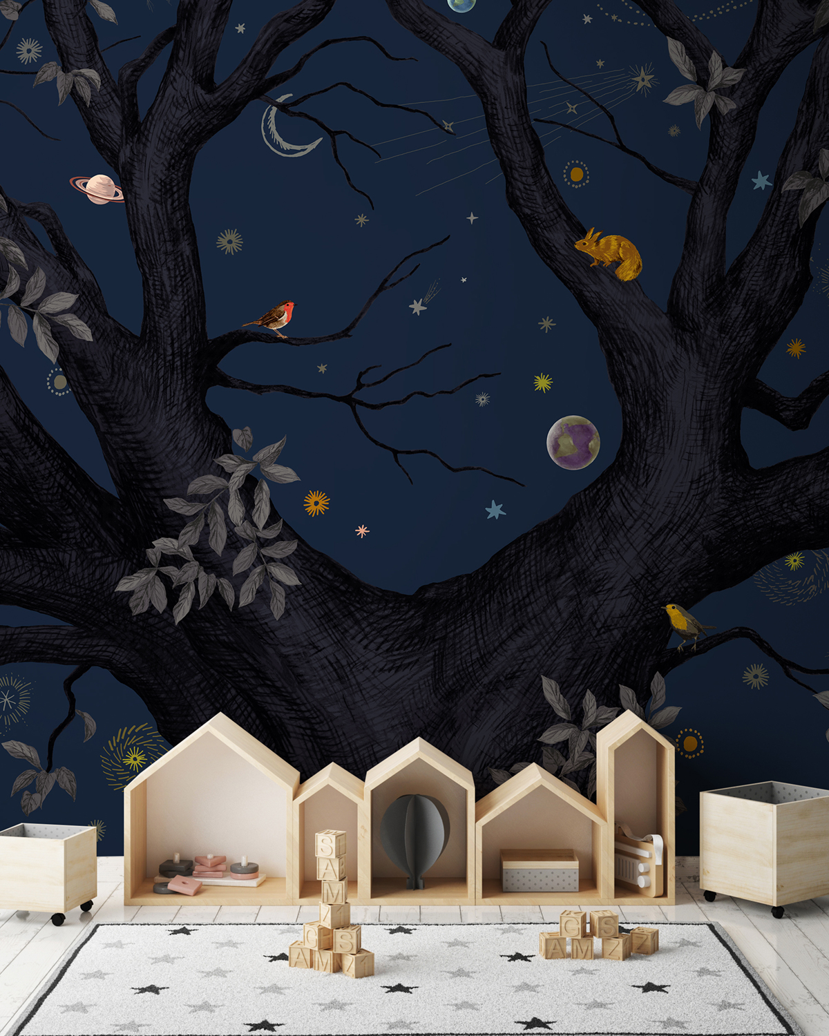 Papier peint panoramique Arbracadabra - Nuit 8 lés - Isidore Leroy AMB4