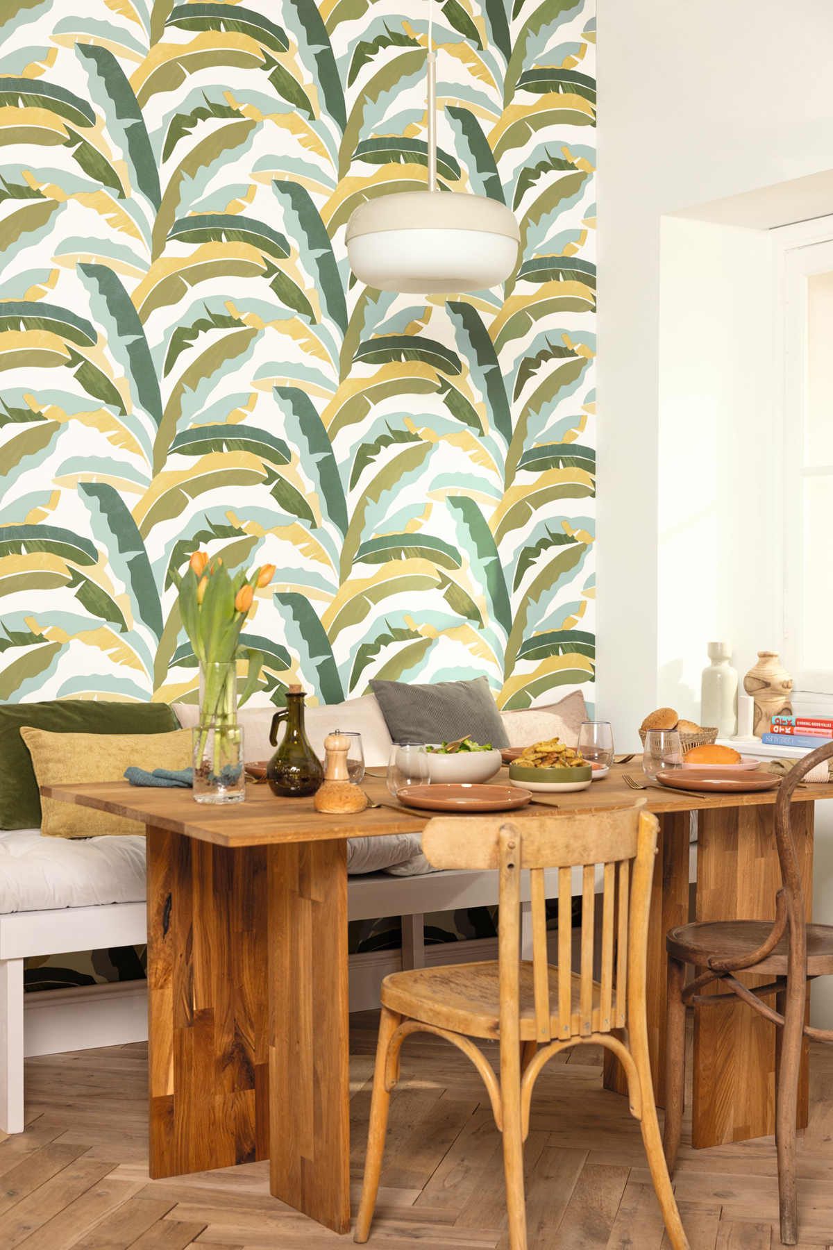 Papier peint Feuille Bananier Ampleur vert beige - XXL de Casélio | Réf. XXL104567070