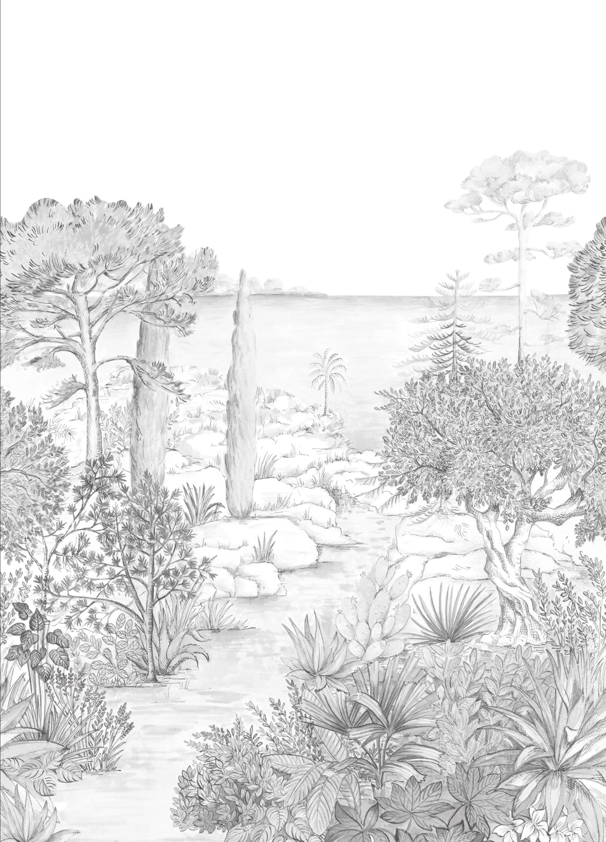 Papier peint Panoramique Paysage Southern Painting noir et blanc 200X280 - Moonlight 3 de Casélio | Réf. MNL3104710903