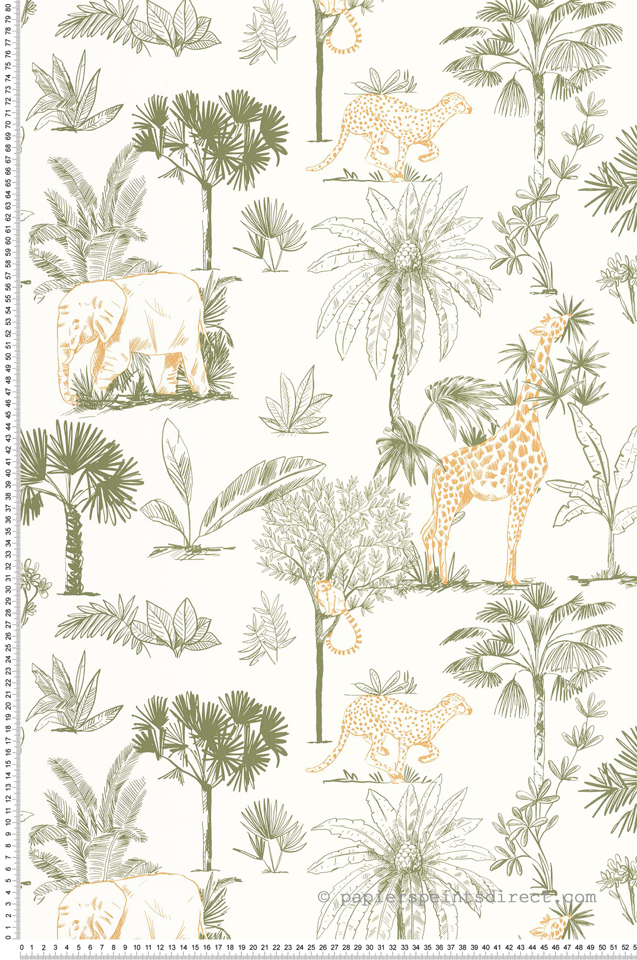 Papier peint Animaux Balade dans la Savane vert - Les Minis Mondes de Casélio | Réf. MNM105737007