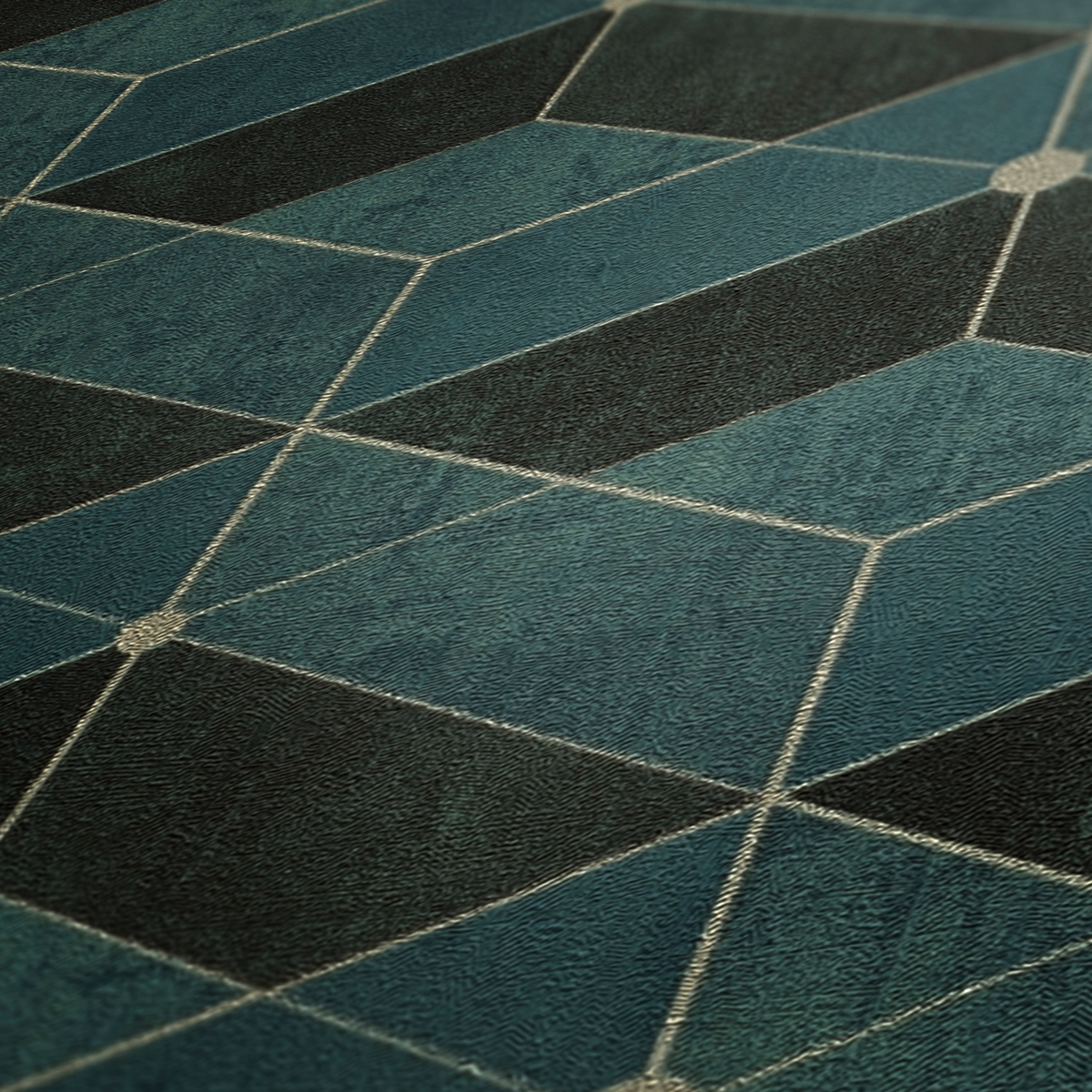 Papier peint 3D Géométrique Cubes bleu noir doré - Titanium 3 d'AS Création | Réf. SP15621