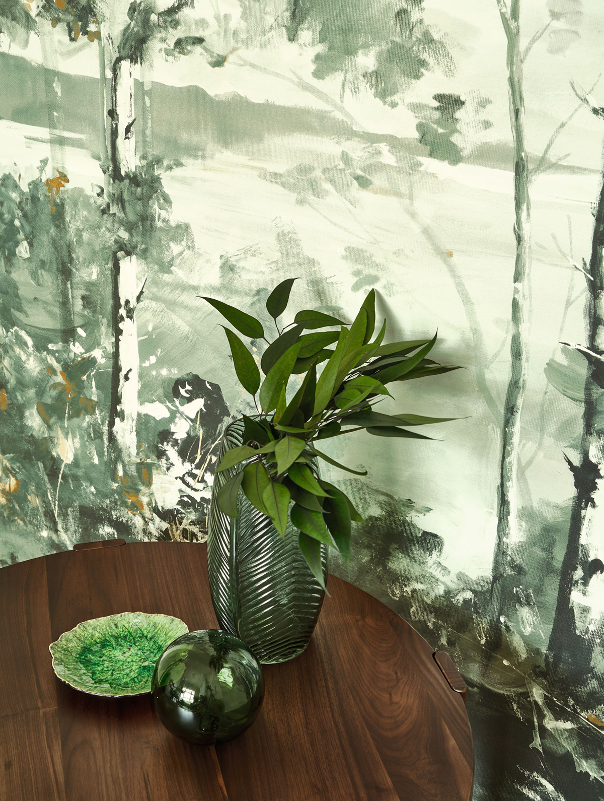 Papier peint panoramique Forêt Boréale M vert eucalyptus 200X280 - Riverside 4 de Casadéco AMB2 | Réf. RIVI89567803