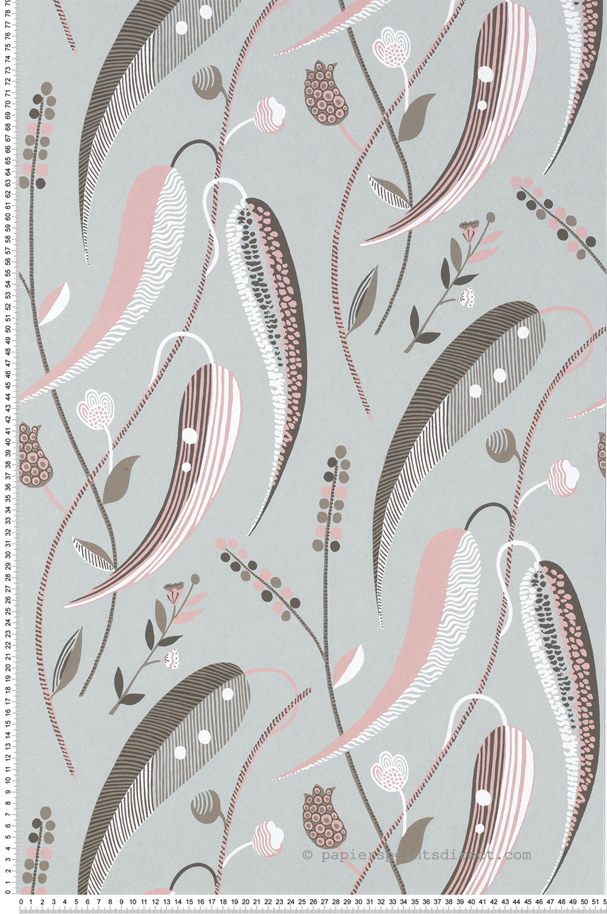Papier peint Feuillage Colbert gris rose - Les Indiennes de Nina Campbell | Réf. OSB-NCW4353-02