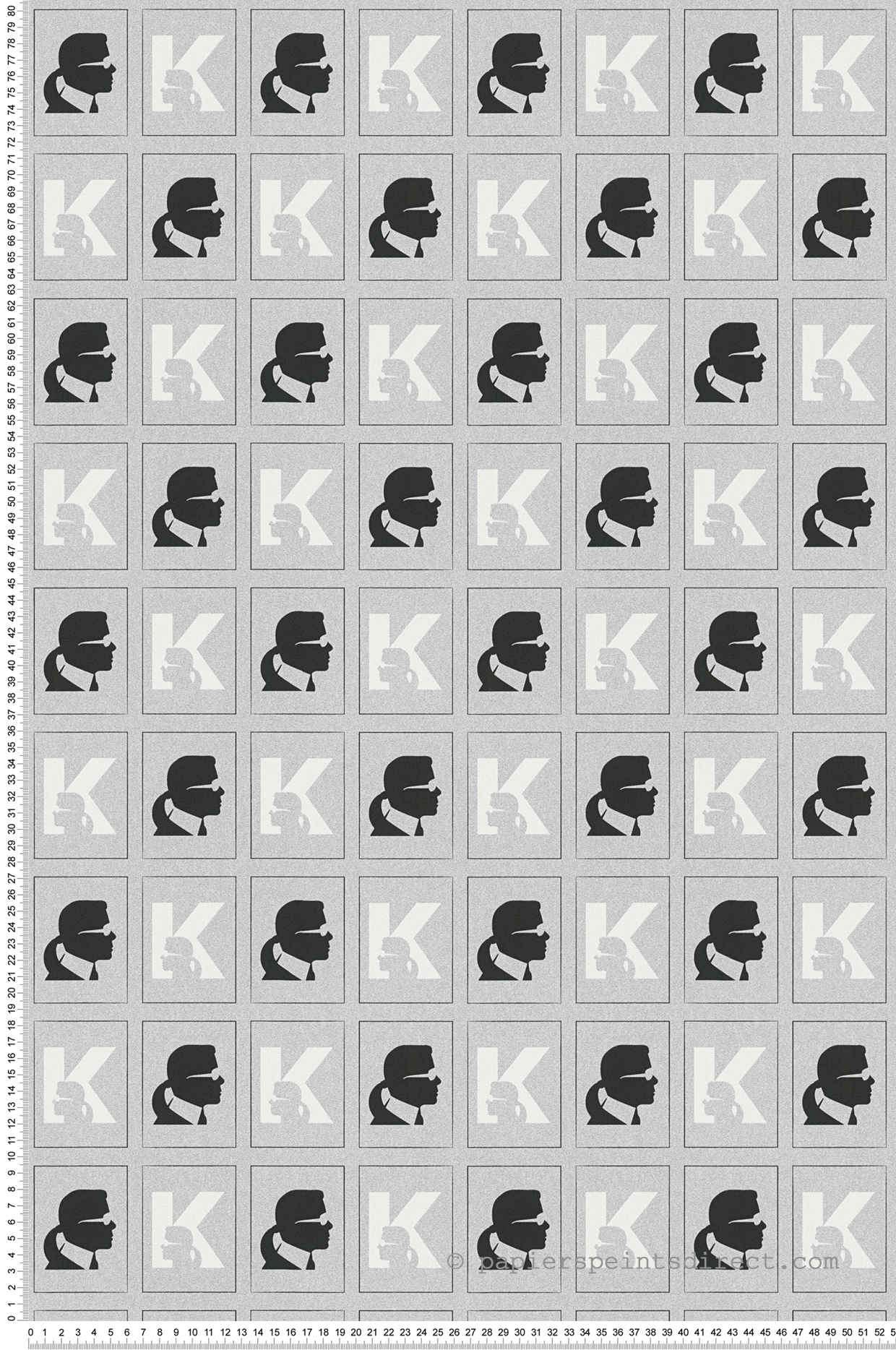 Papier peint Portrait Karl Baptiste argenté - Karl Lagerfeld de Montecolino | Réf. MC-37842-4