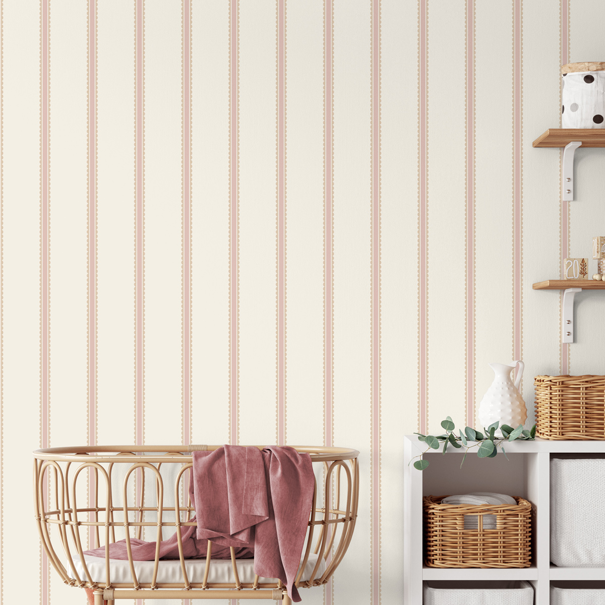 Papier peint Rayures Arrondi Enfant rose beige - Imagine de Lutèce | Réf. LTC-DL27576