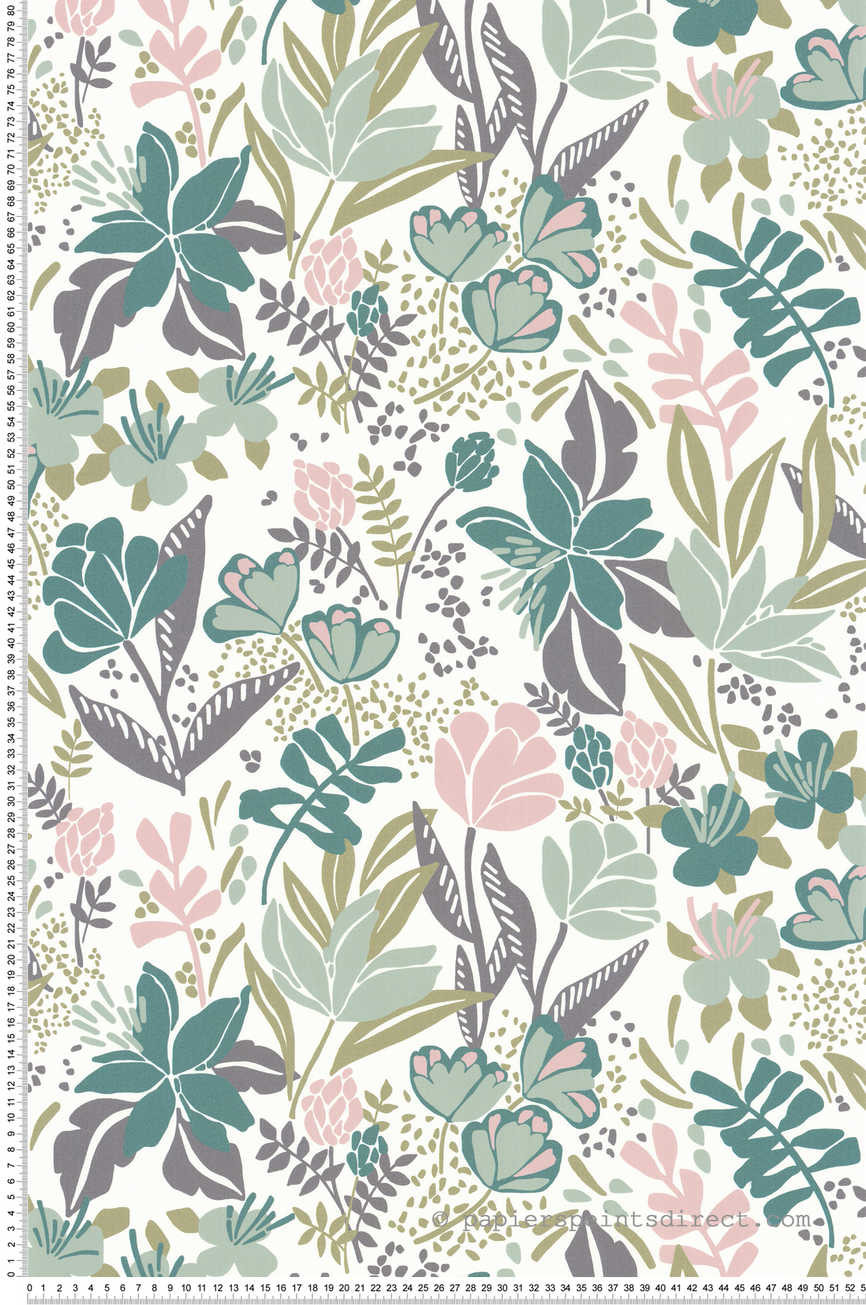 Papier peint Fleurs Graphiques vert rose - Poésie de Lutèce | Réf. LTC-51253504