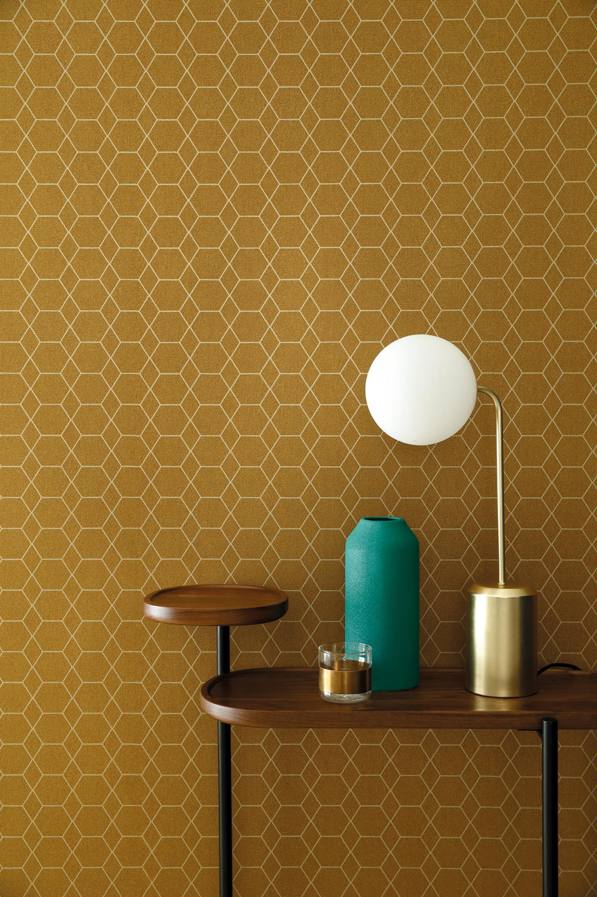 Papier peint Géométrique Hexagone Pytheas or  - Delta de Casamance AMB  | Réf. CAS-A72152856